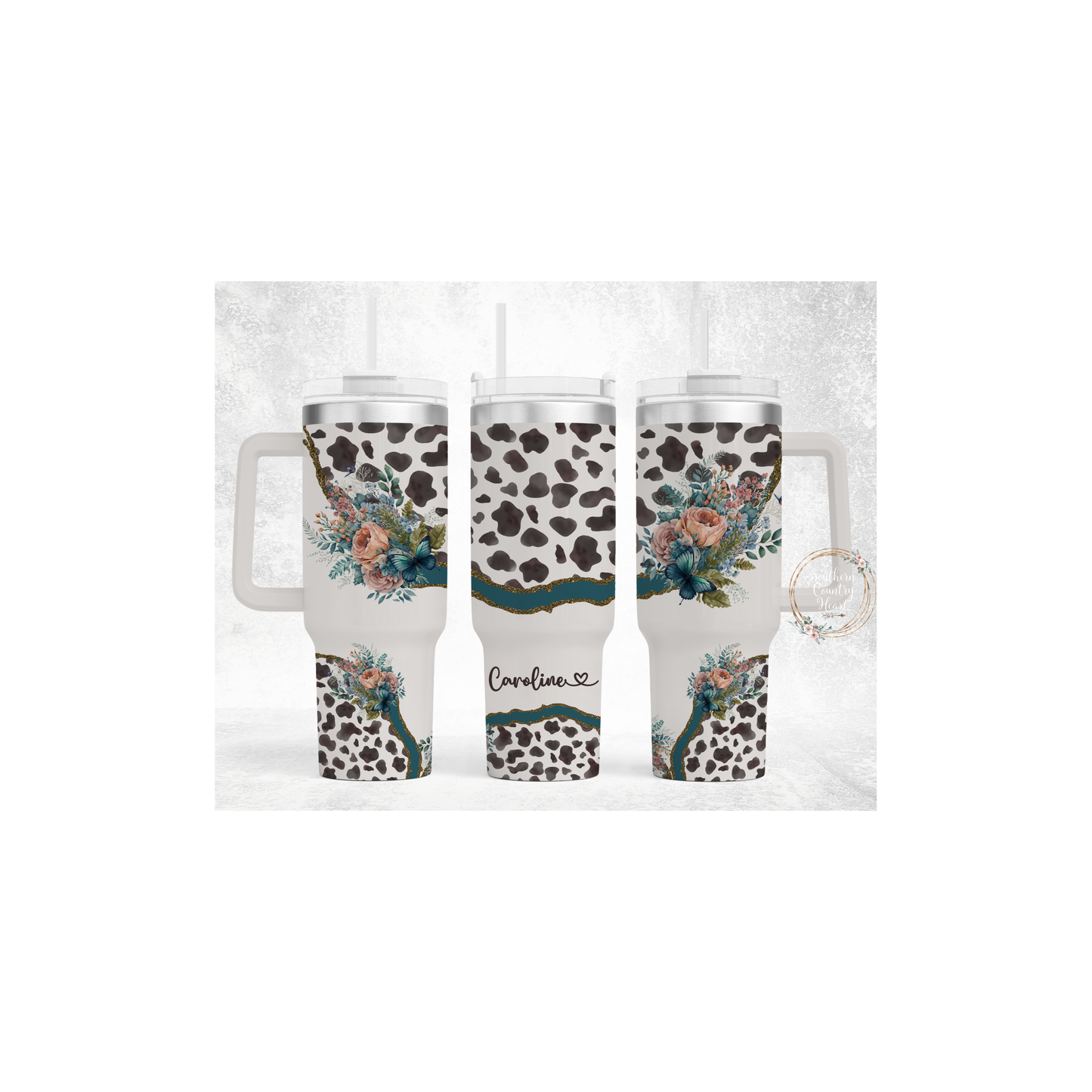 Cow Flowers Butterflies - 40oz Tumbler