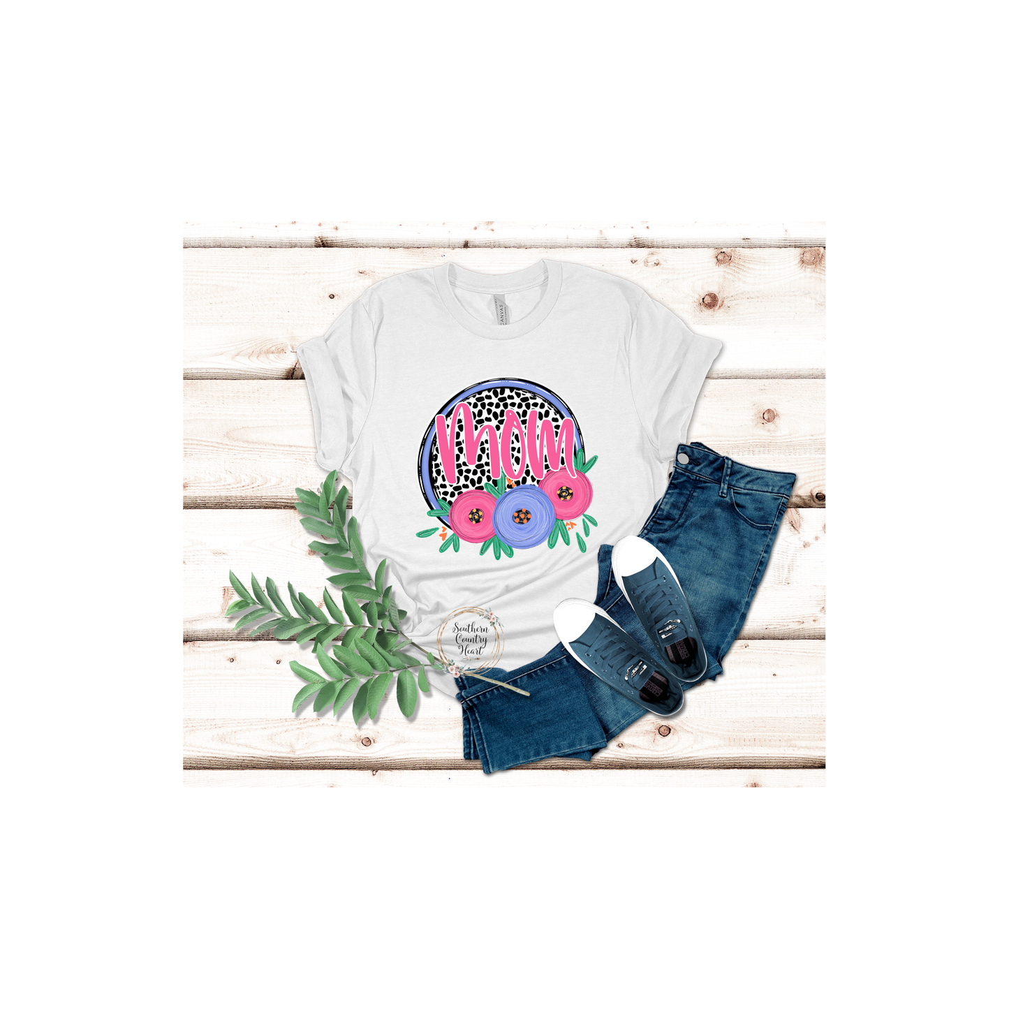 Dot and Floral Custom Tee-Shirt