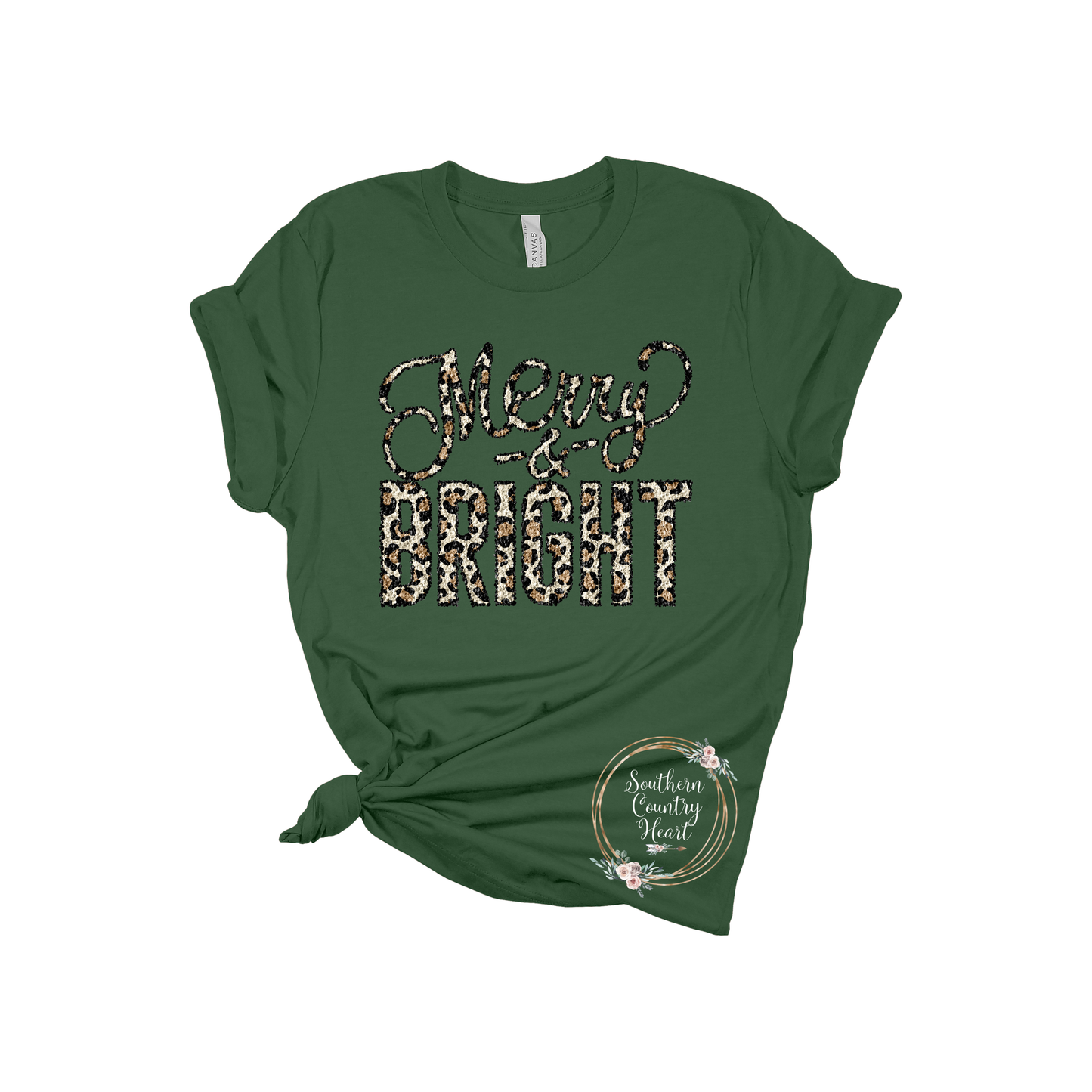 Merry & Bright Leopard Tee-Shirt