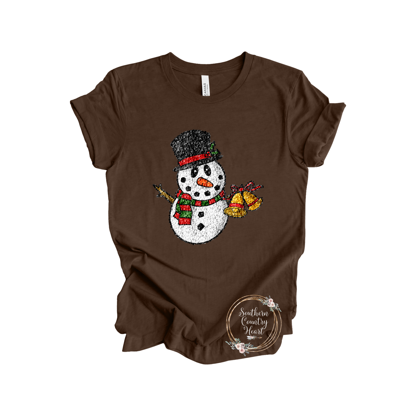 Snowman Glitter With Bell Tee-Shirt