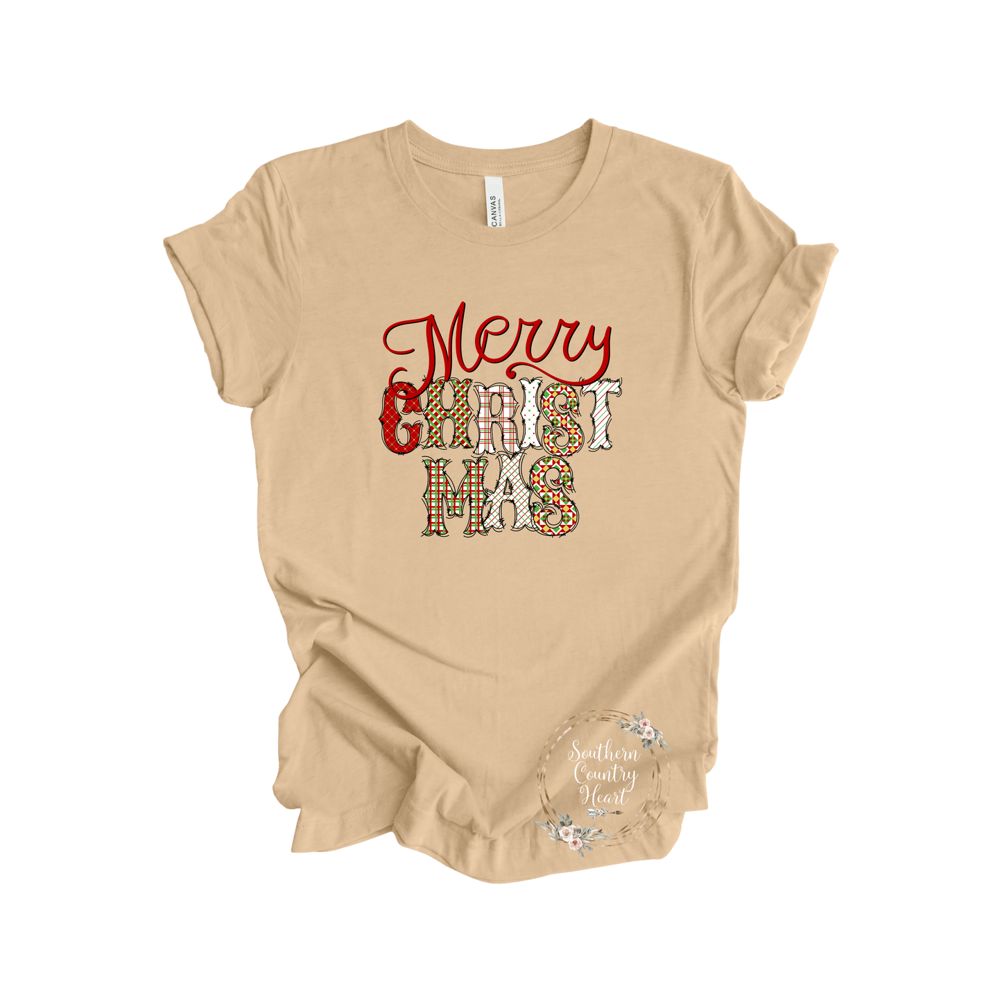 Merry Christmas Without Frame Tee - Shirt - southerncountryheart.com