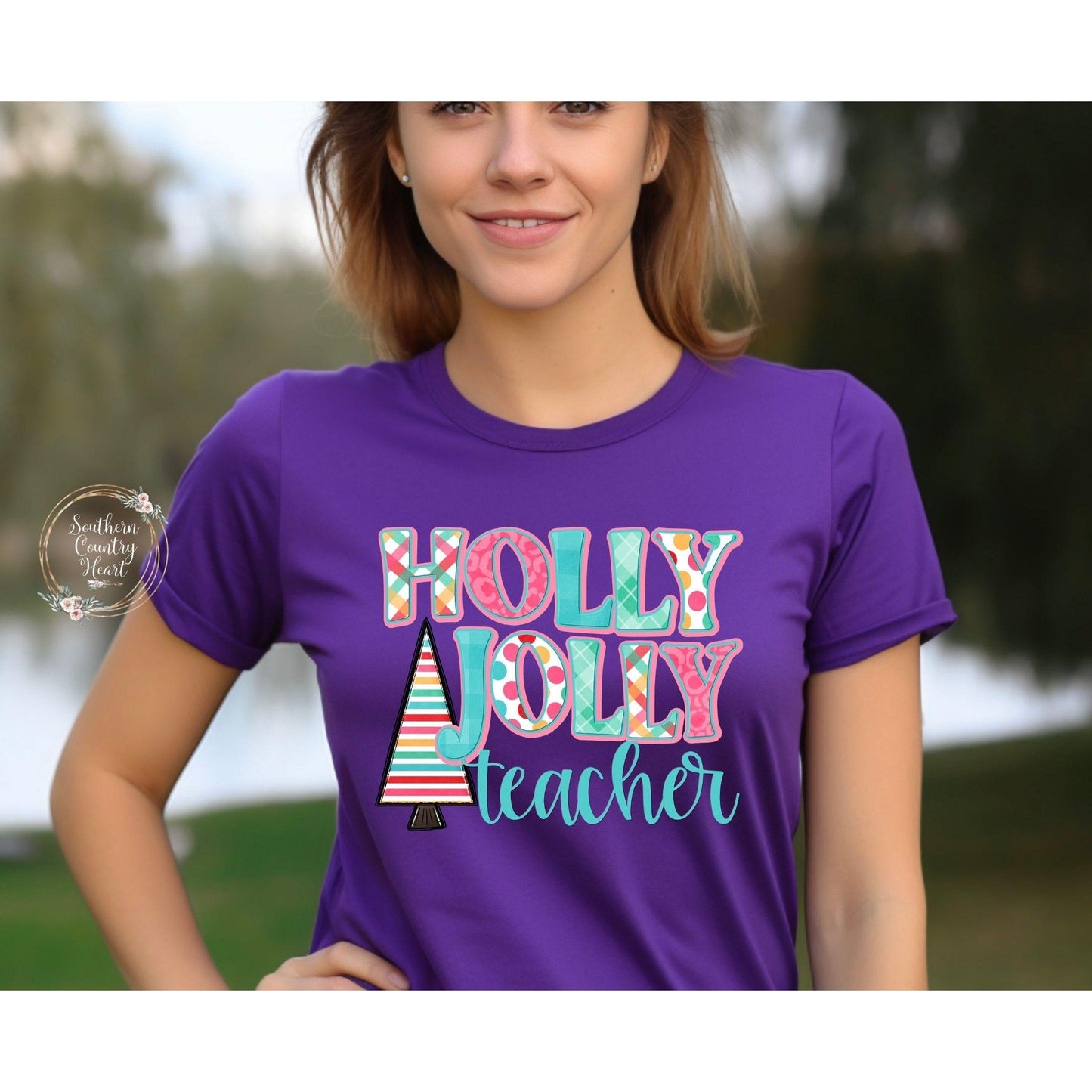 Holly Jolly Teacher Tee - Shirt - southerncountryheart.com
