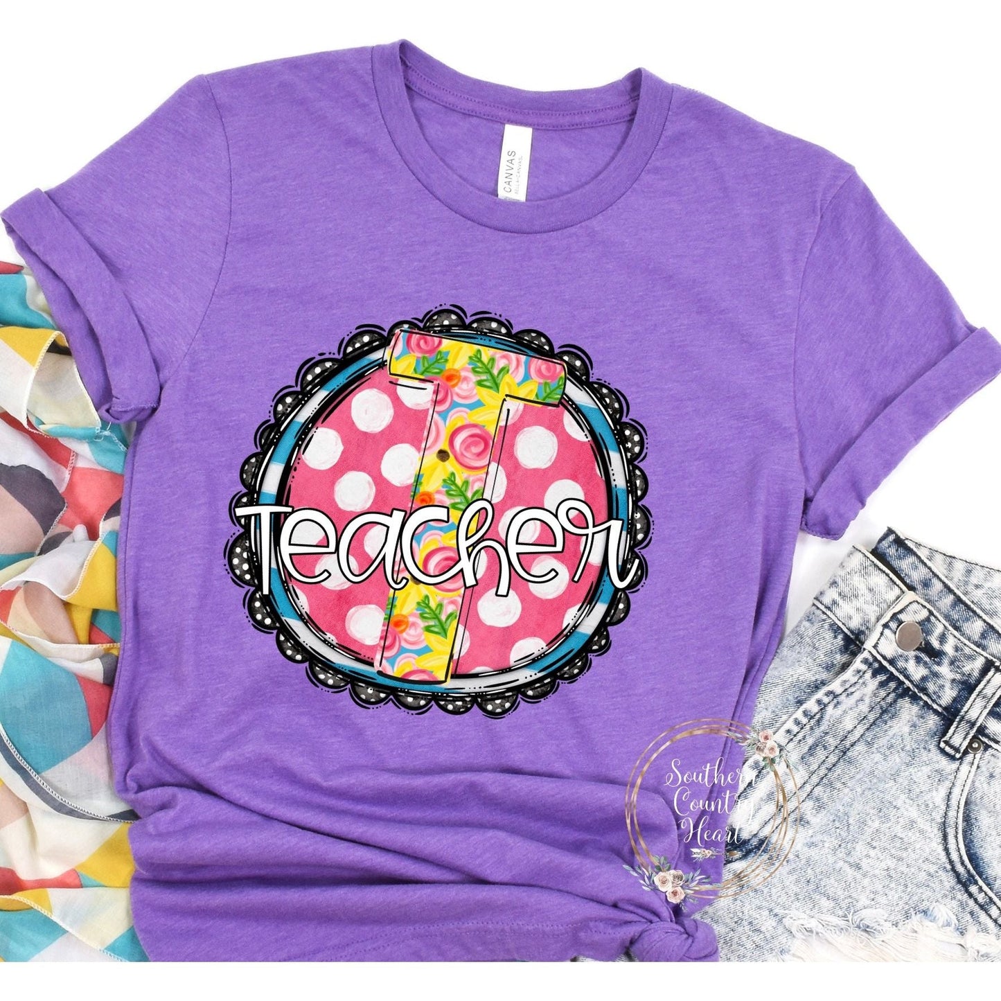 Sunny Dots Teacher Tee - Shirt - southerncountryheart.com