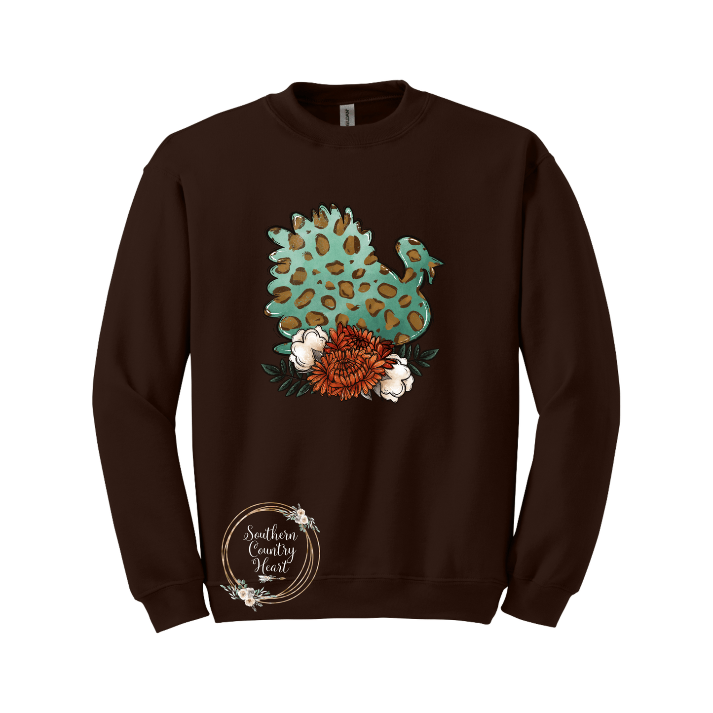 Turkey With Flowers Sweatshirt - southerncountryheart.com