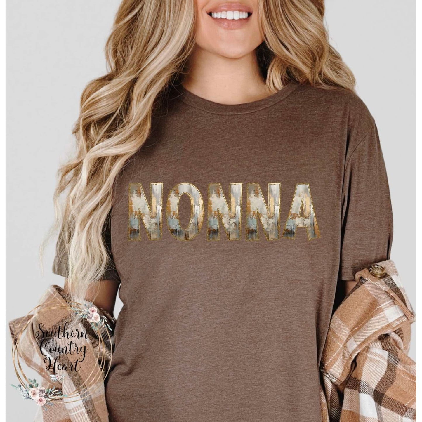 Rustic Painted Neutral Nonna Tee - Shirt - southerncountryheart.com