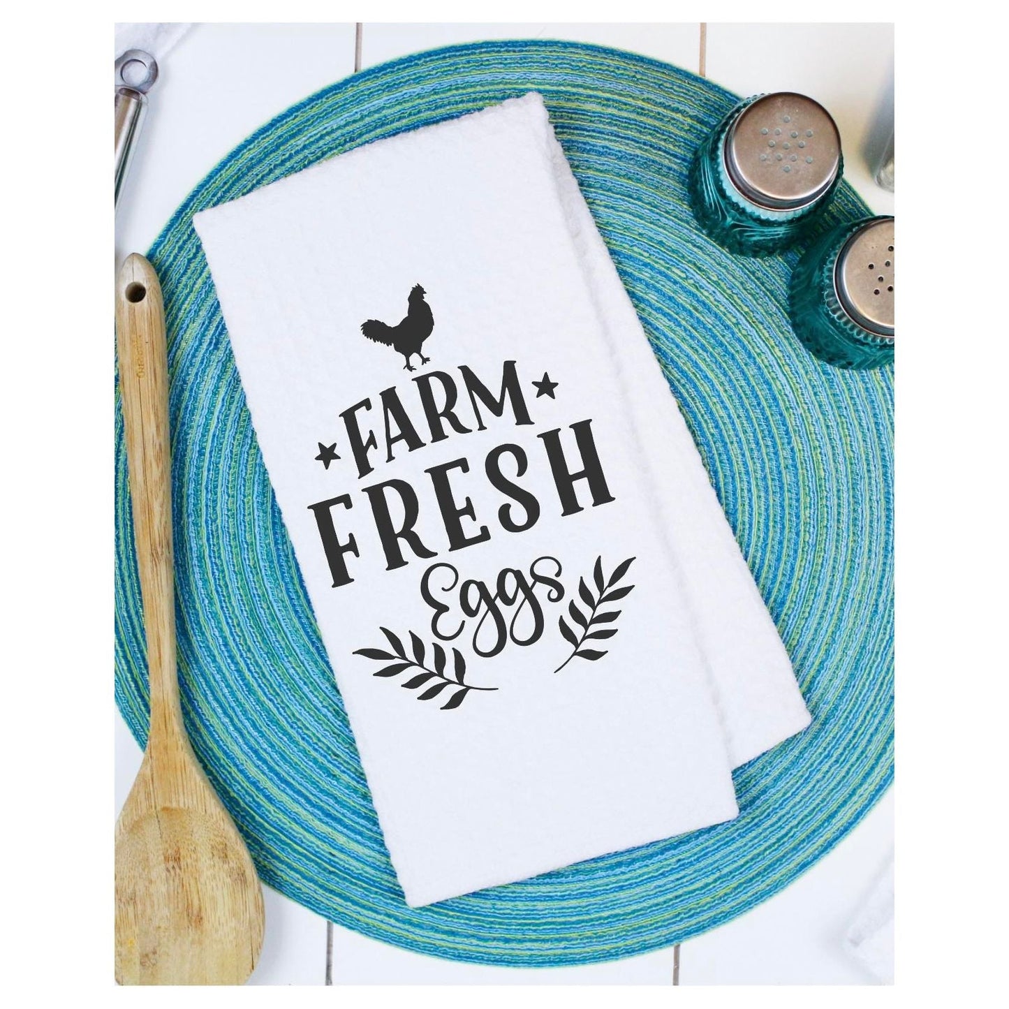 Farm Fresh Eggs 2 Waffle Tea Towels - southerncountryheart.com