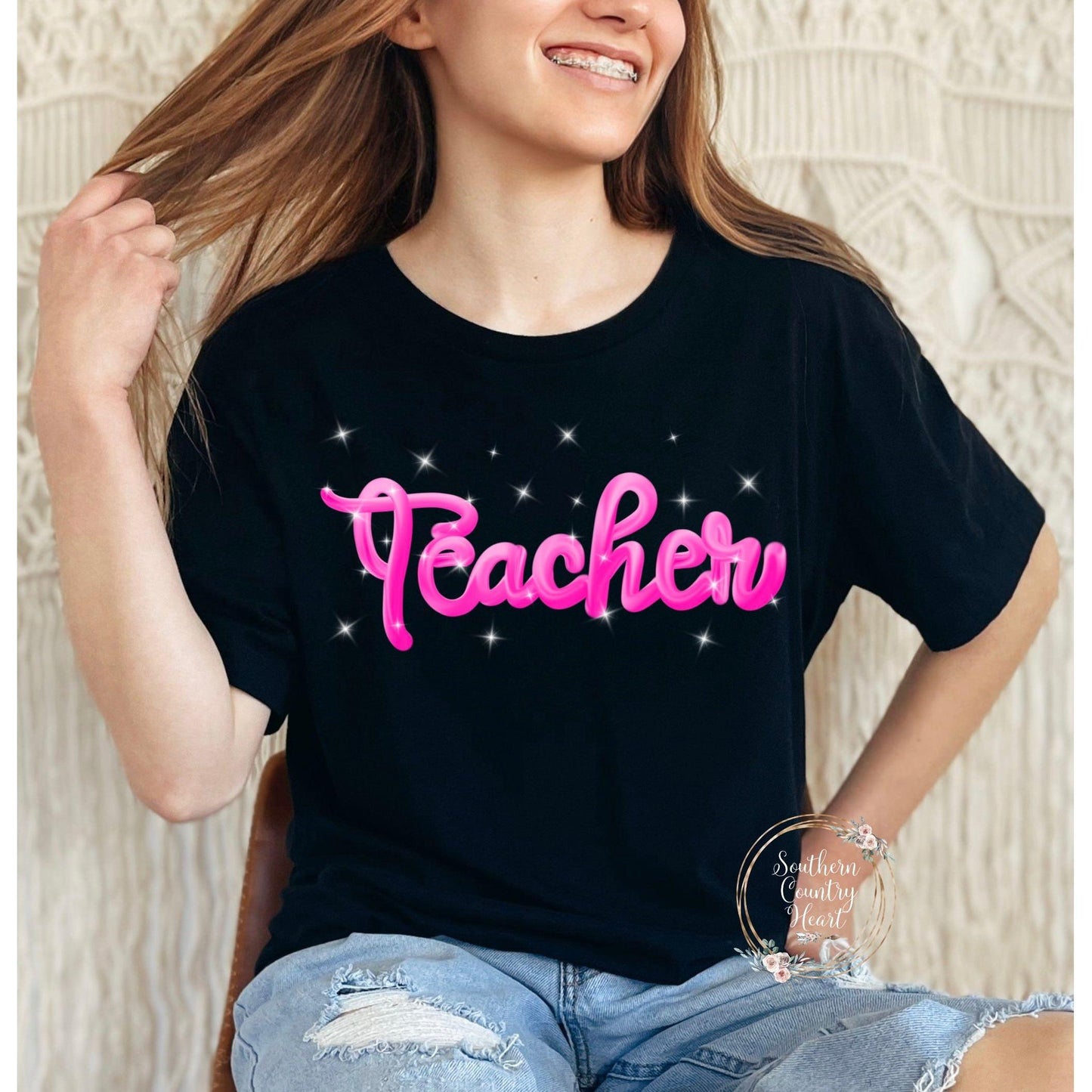 Teacher Hot Pink Tee - Shirt - southerncountryheart.com
