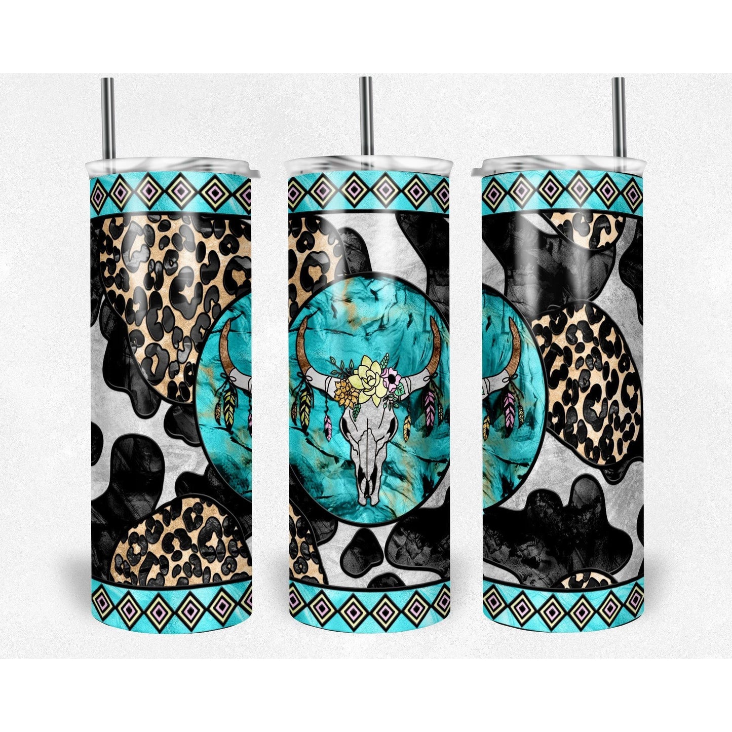 Boho Western Stained Glass - Skinny Tumbler