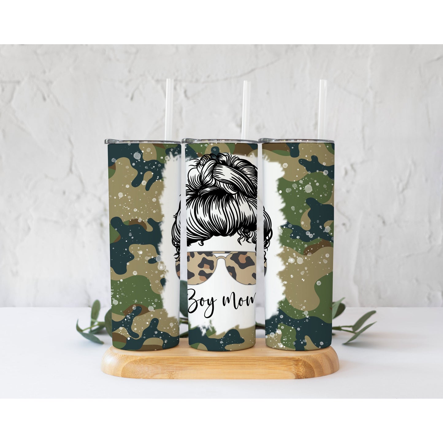 Boy Mom Camo Leo - Skinny Tumbler