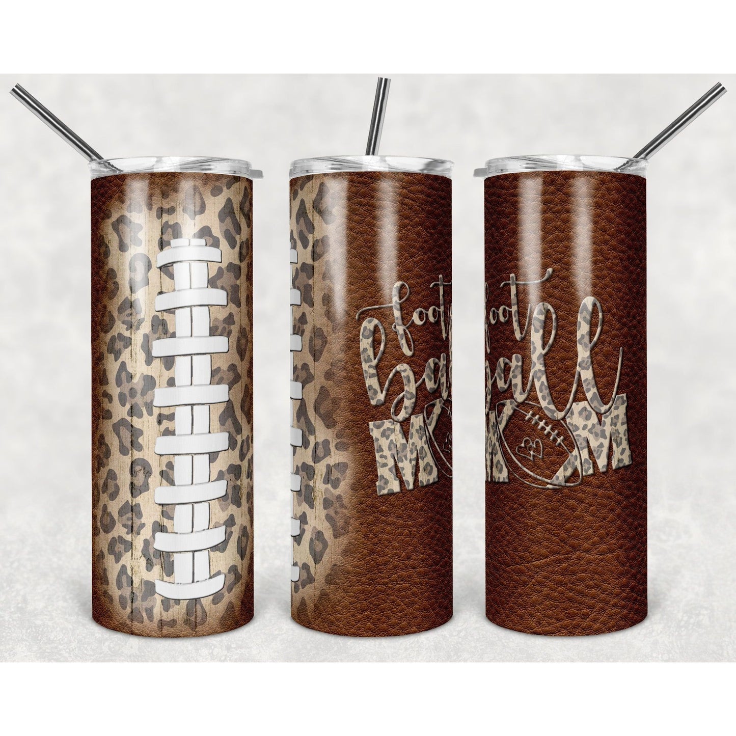 Football Mom Leopard - Skinny Tumbler