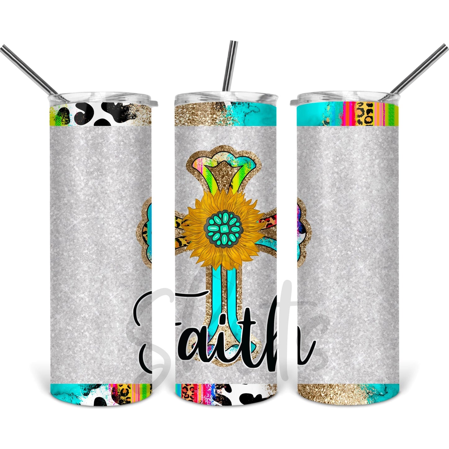 Faith with Cross - Skinny Tumbler