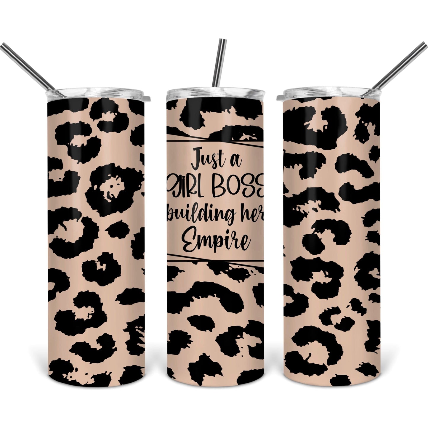 Just a Girl Boss Building Her Empire Leopard - Skinny Tumbler