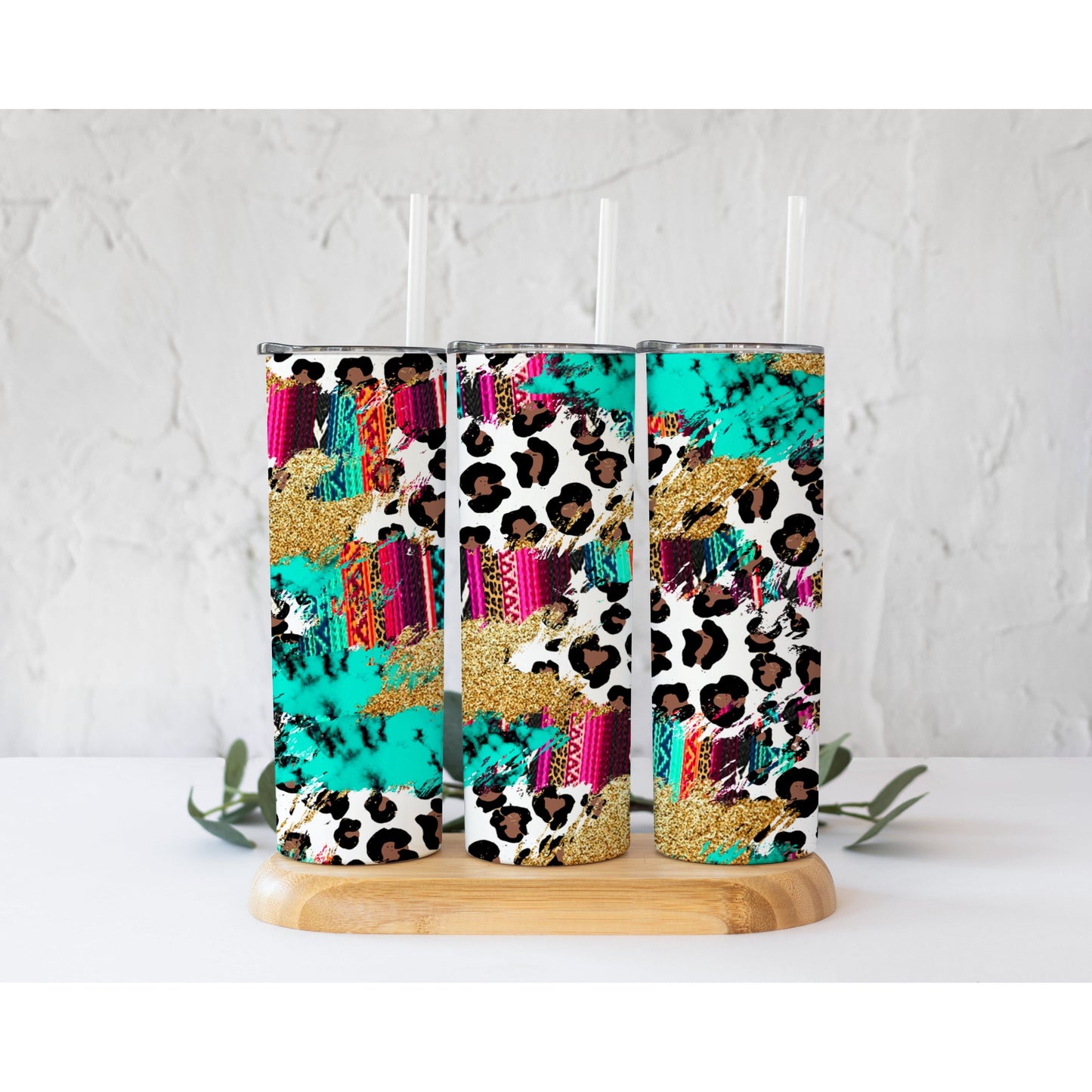 Leo Serape Collage - Skinny Tumbler
