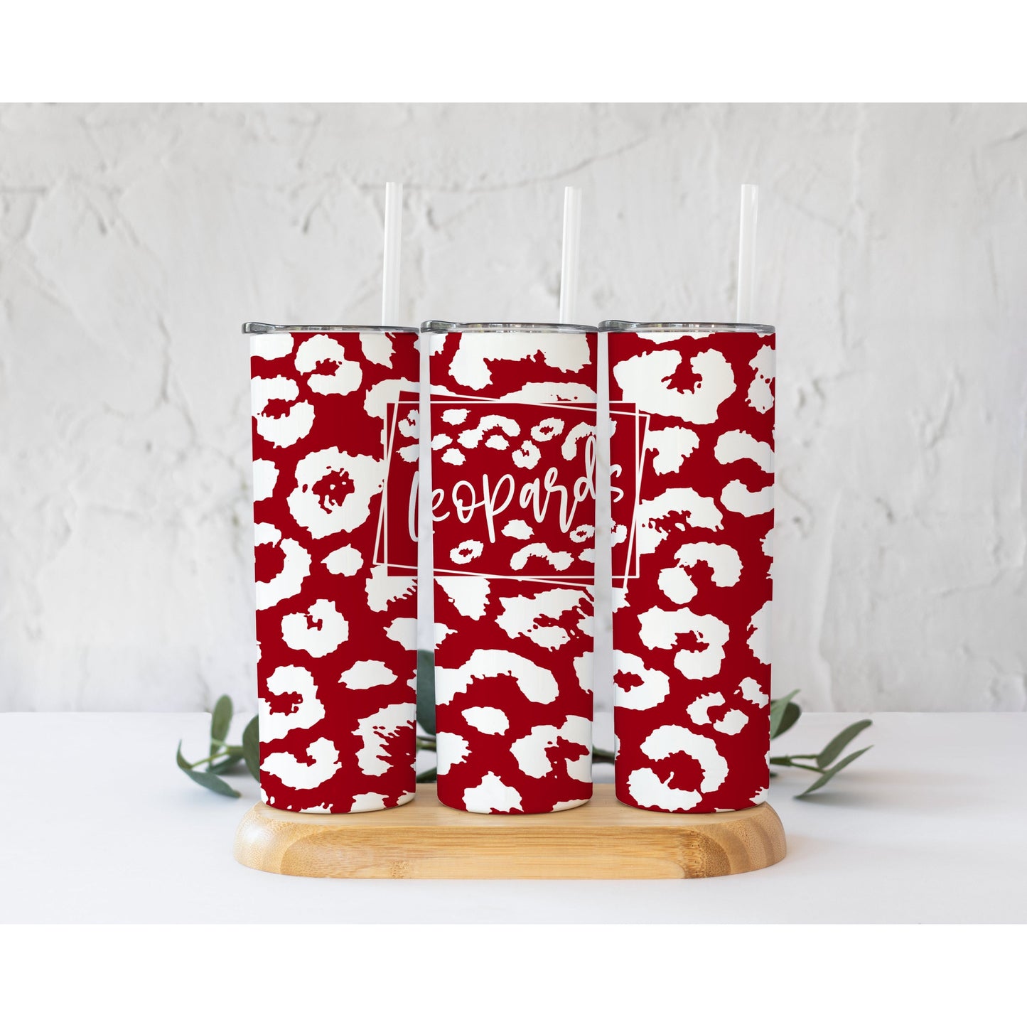 Maroon Leo Framed Leopards - Skinny Tumbler