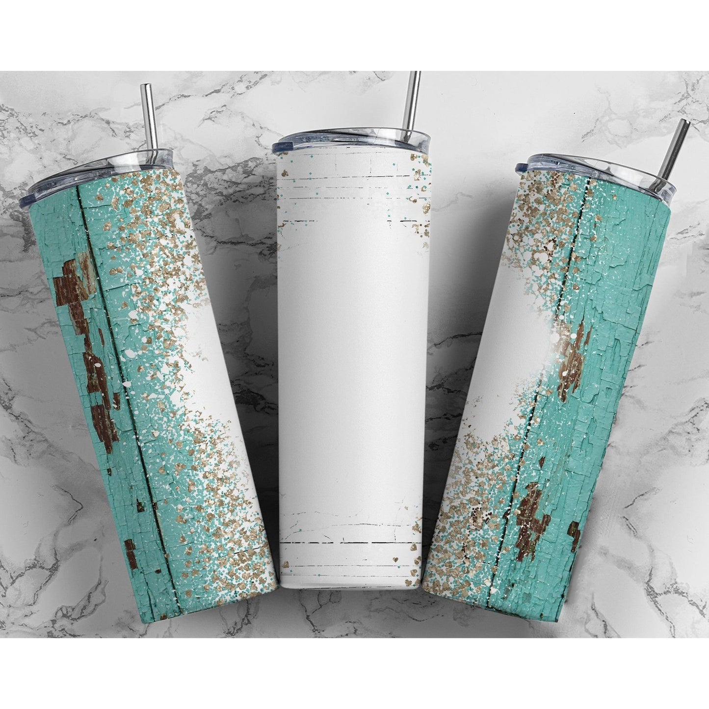 Beach Summer Teal Blank - Skinny Tumbler