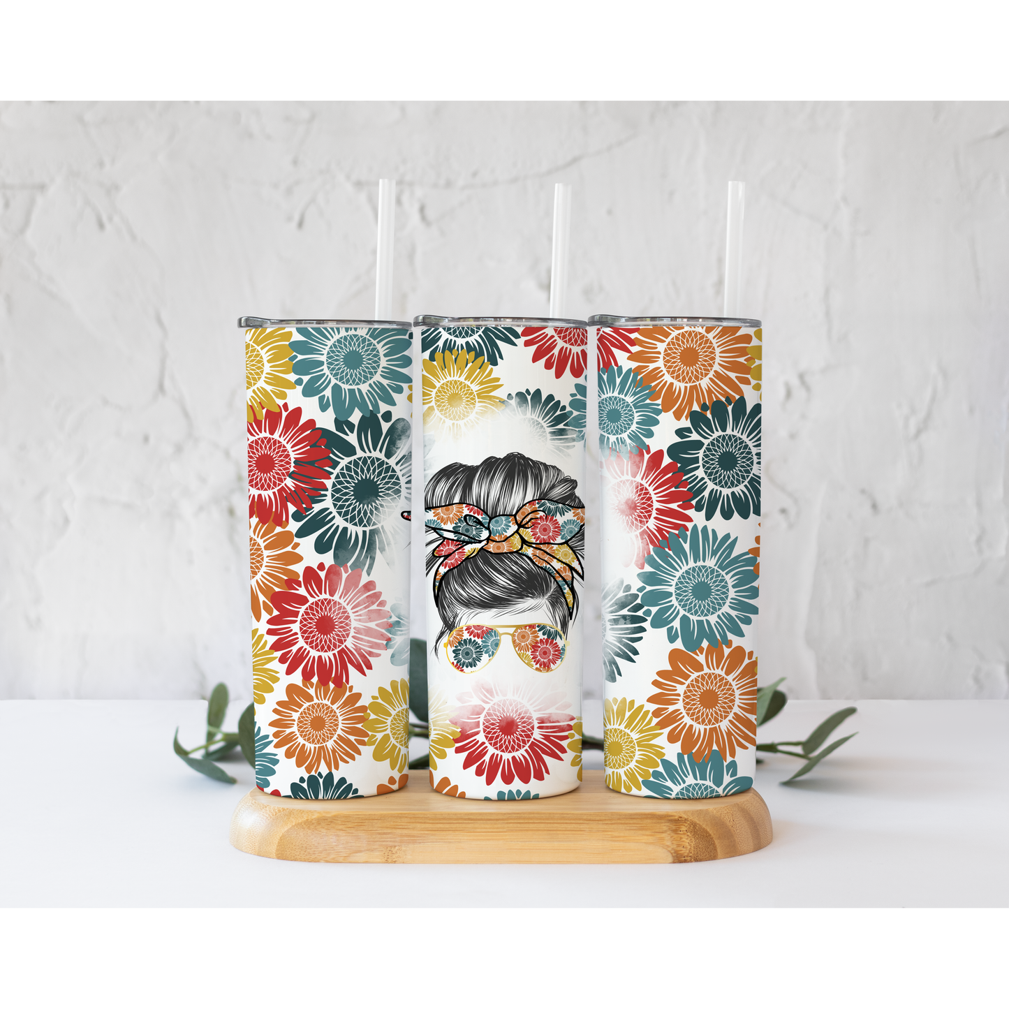 Retro Floral Mom - Skinny Tumbler