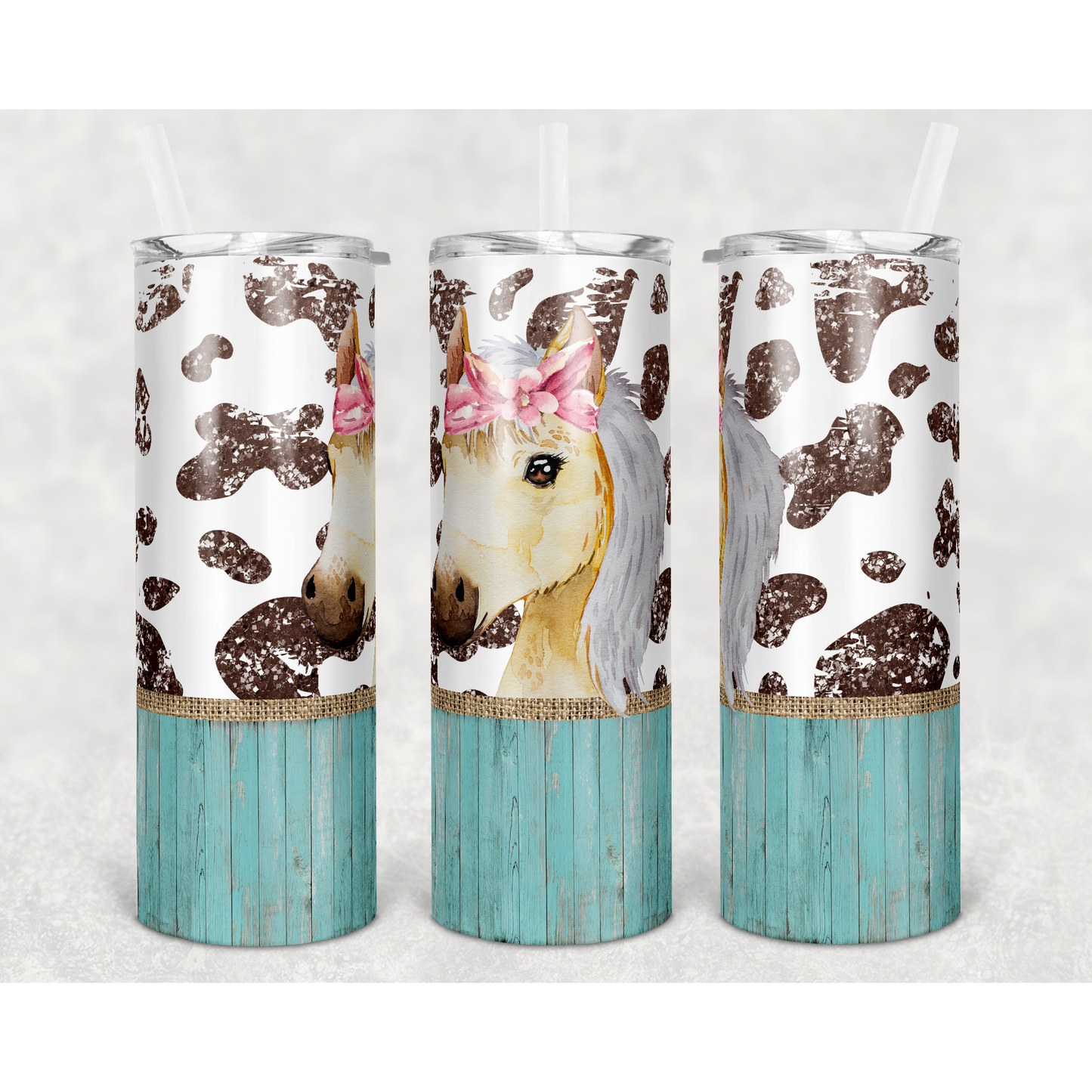 Cow Print Horse - Skinny Tumbler