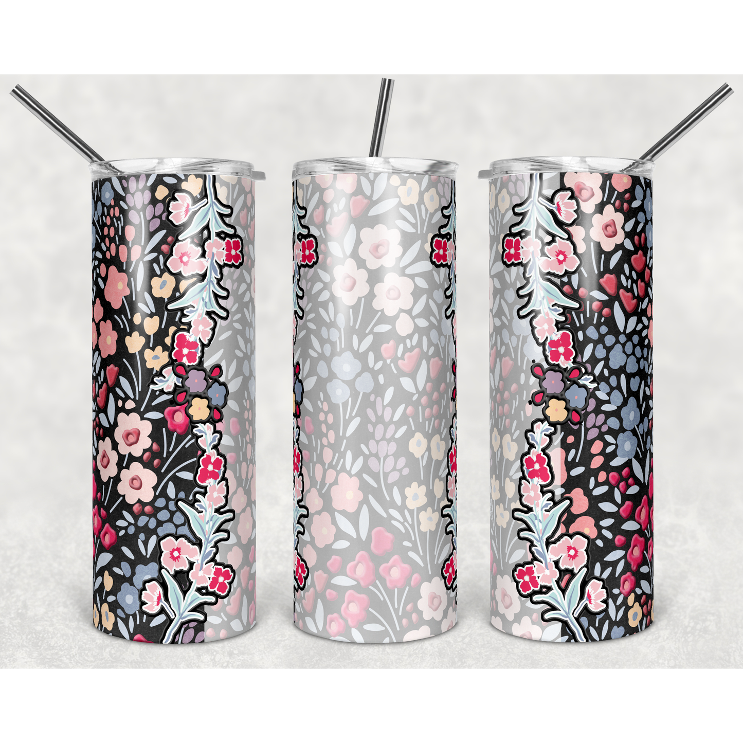 Doodle Flowers Blank - Skinny Tumbler