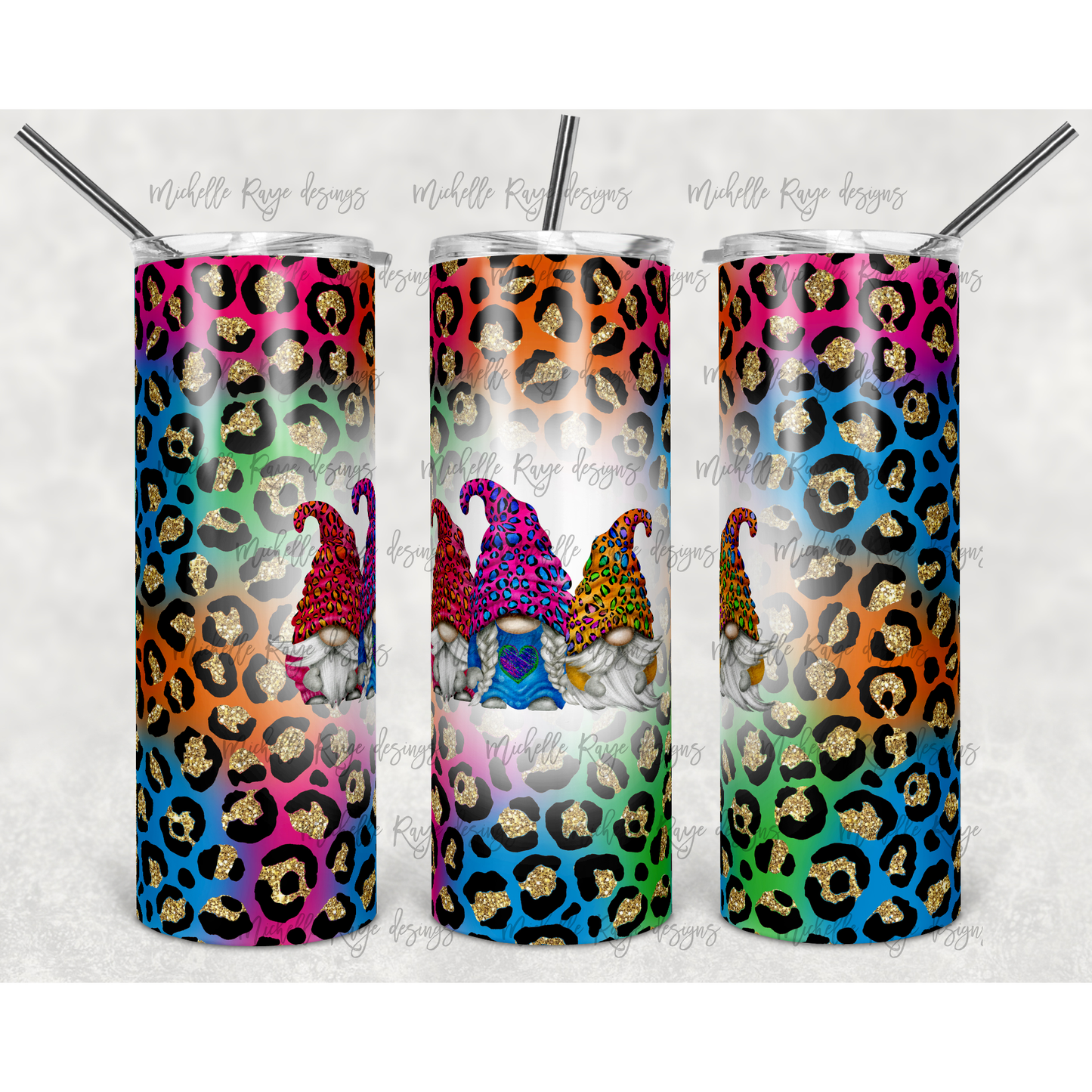Leopard Bright Wood Gnome - Skinny Tumbler