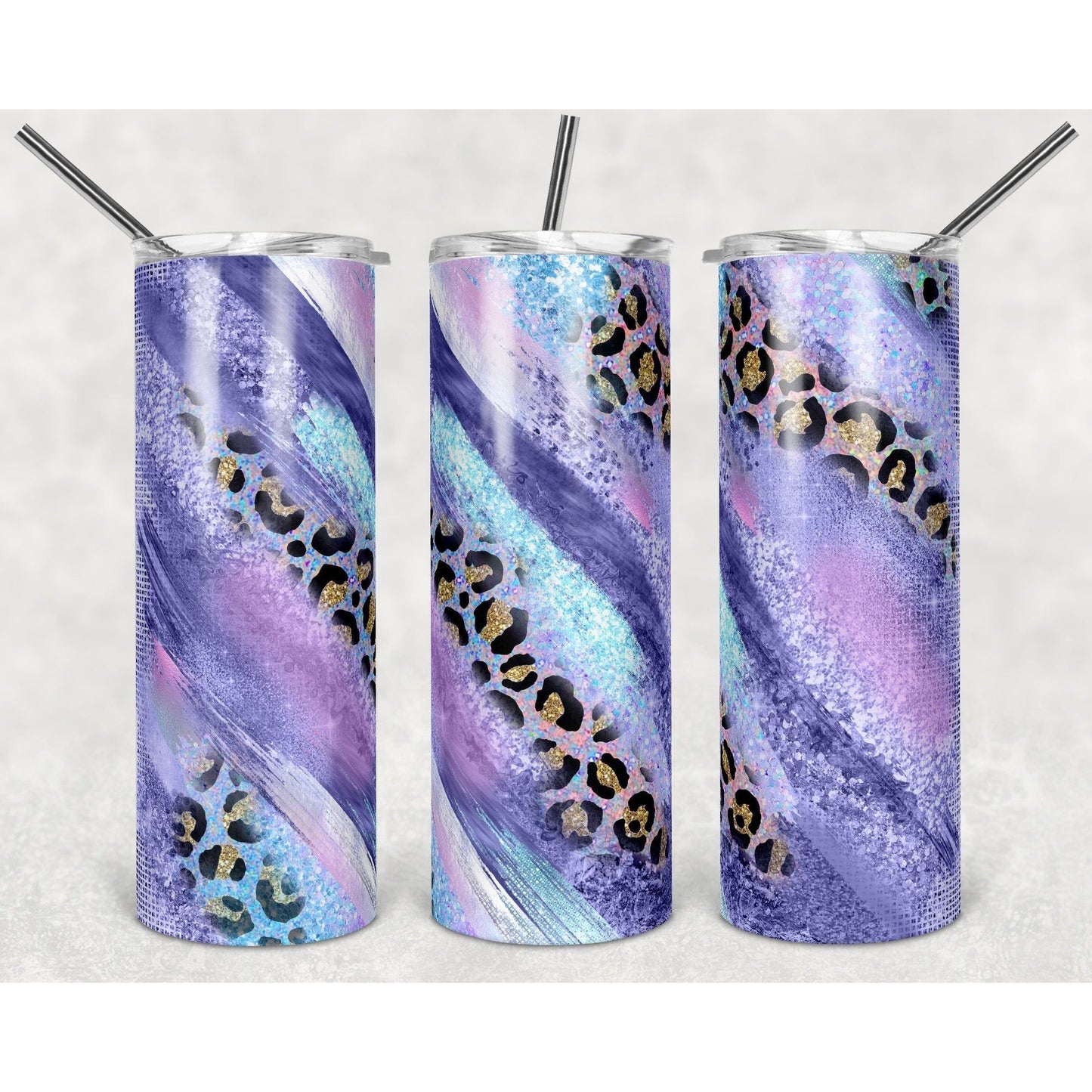 Milky Way Pink Teal Leopard - Skinny Tumbler
