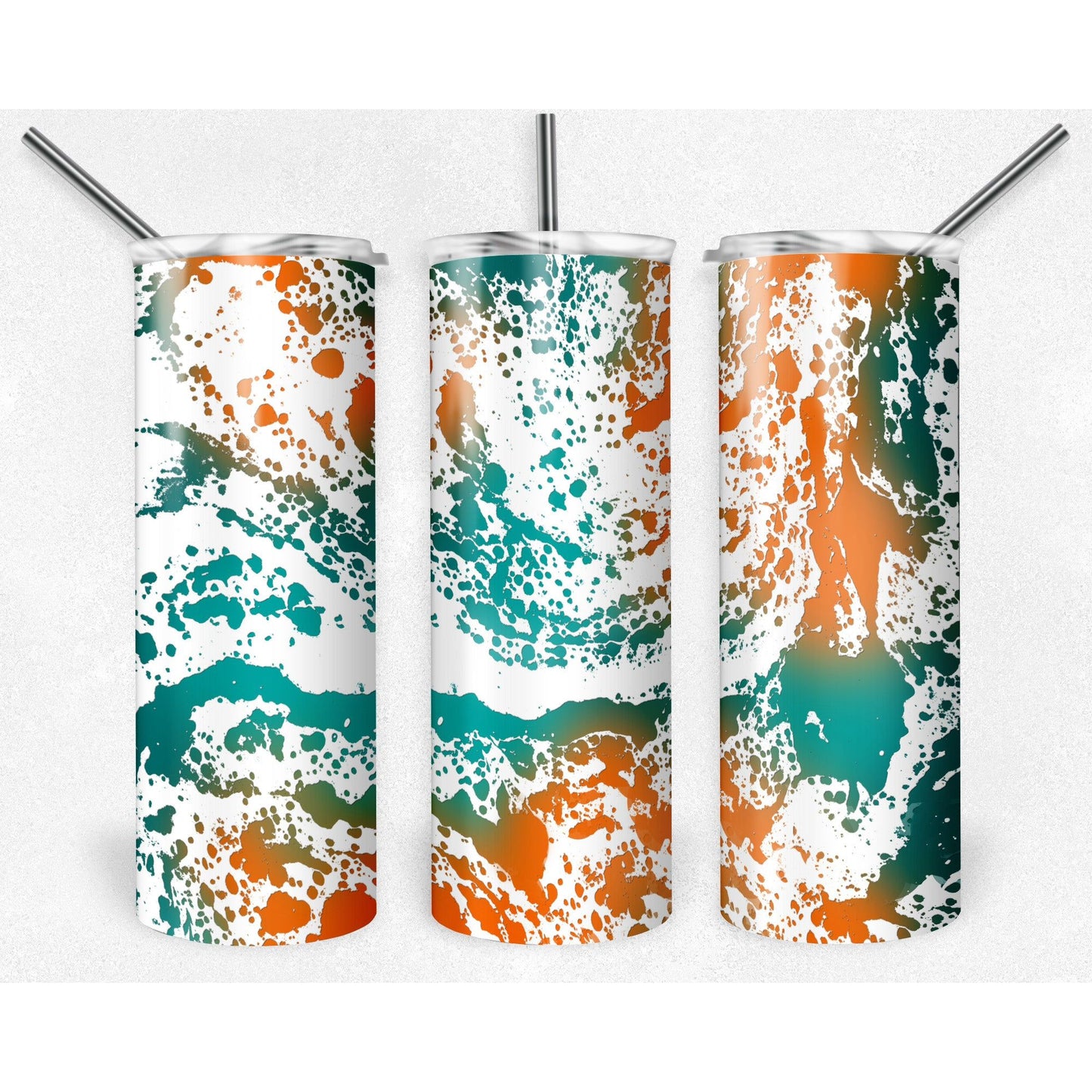 Teal Green Orange Power Wash - Skinny Tumbler