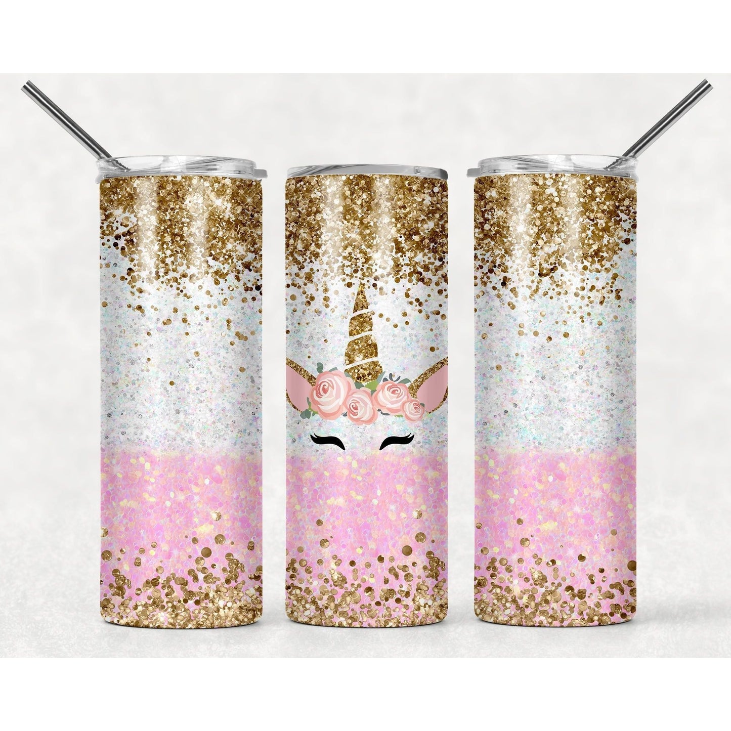 Glitter Unicorn - Skinny Tumbler - southerncountryheart.com
