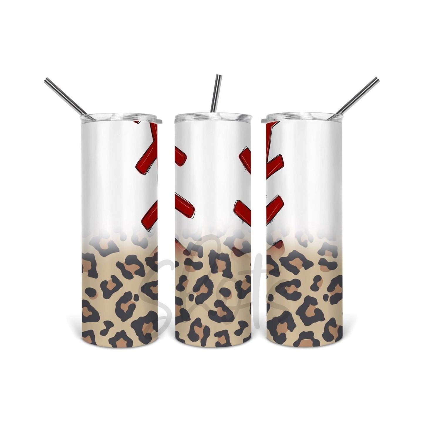 Baseball with Leopard Bottom - Skinny Tumbler - southerncountryheart.com