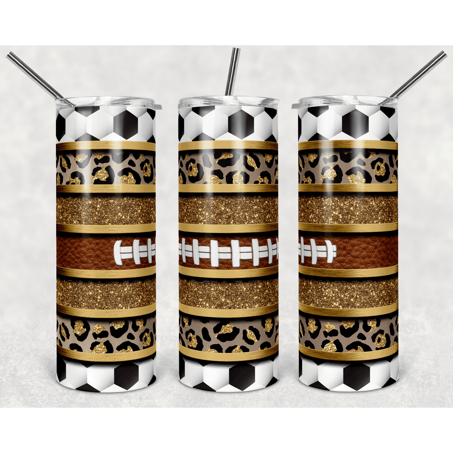 Soccer Ball Football Stripes - Skinny Tumbler - southerncountryheart.com