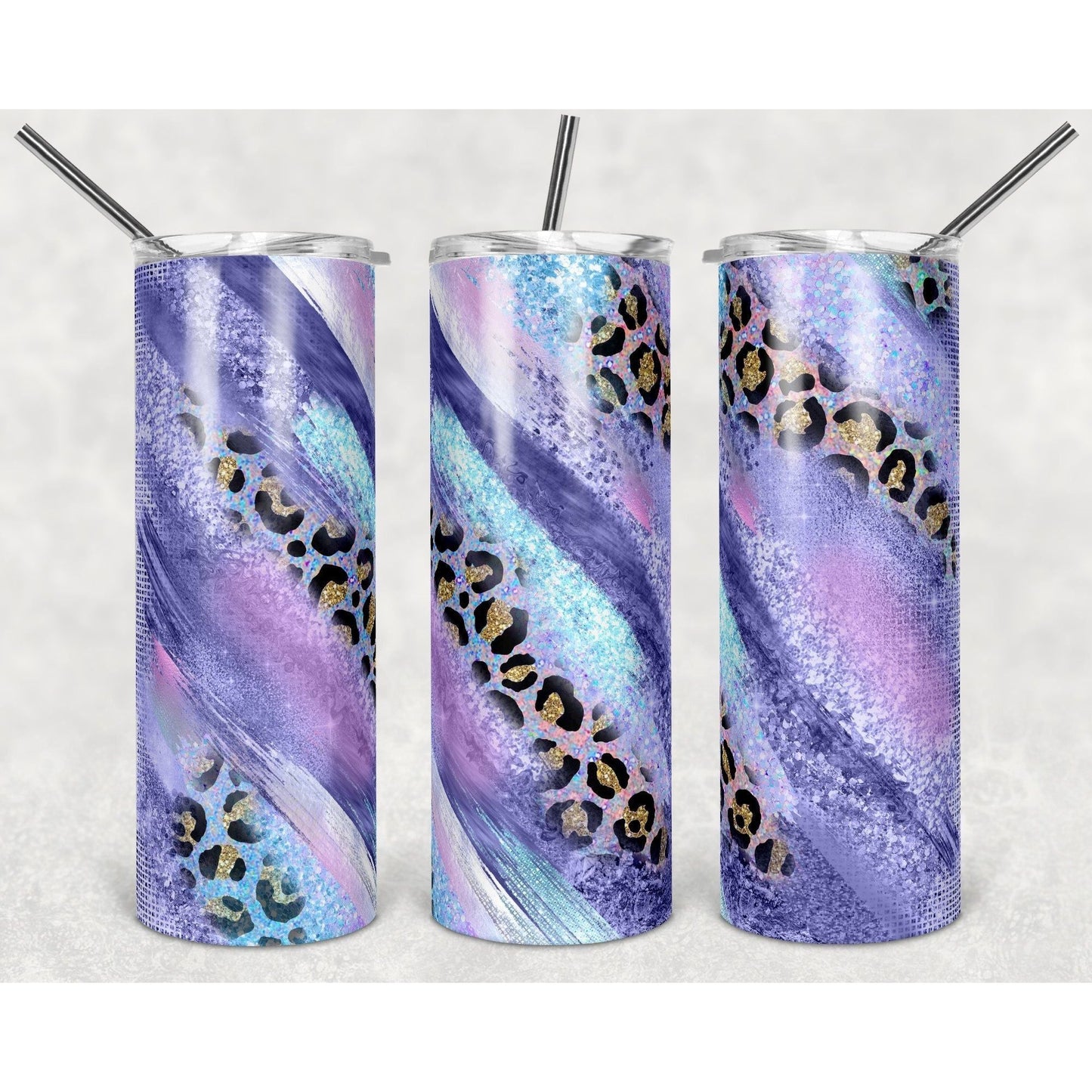 Milky Way Pink Teal Leopard - Skinny Tumbler - southerncountryheart.com