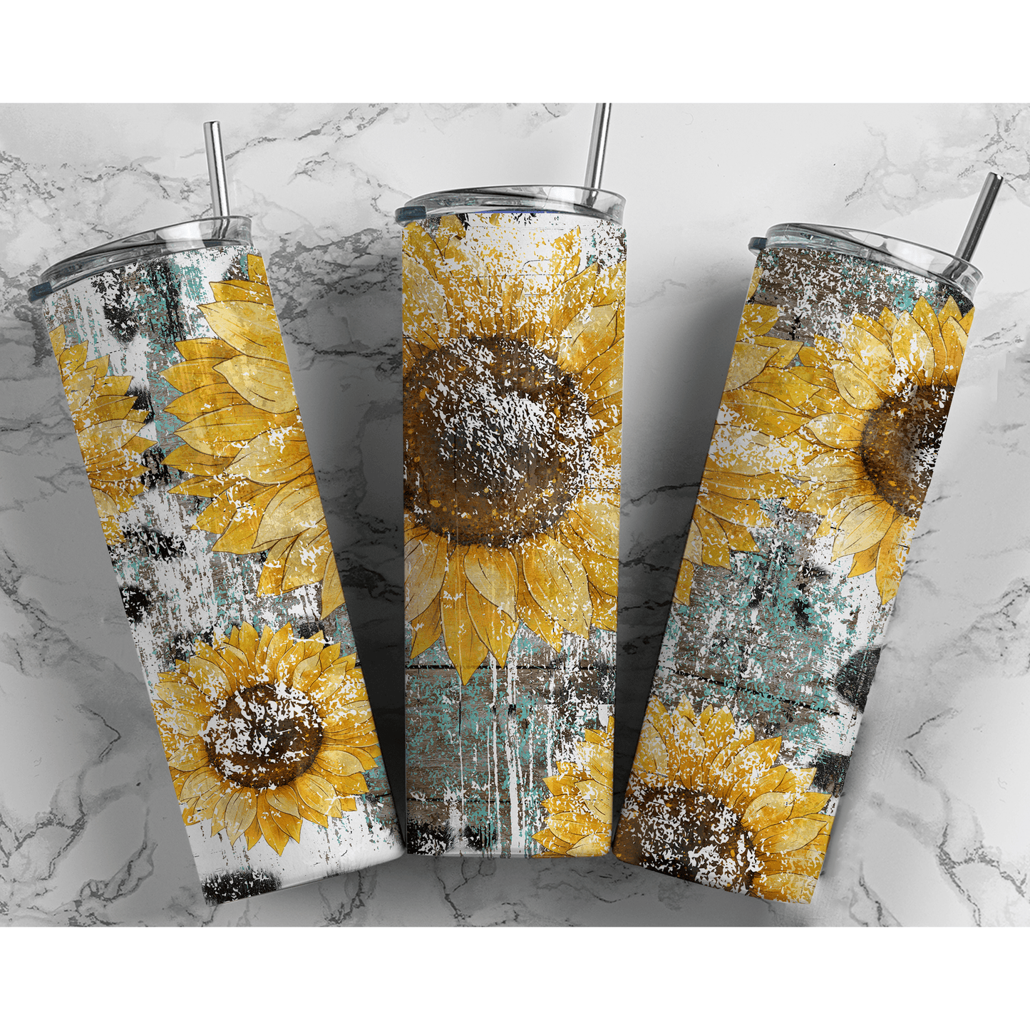 Sunflower Cow Print - Skinny Tumbler - southerncountryheart.com