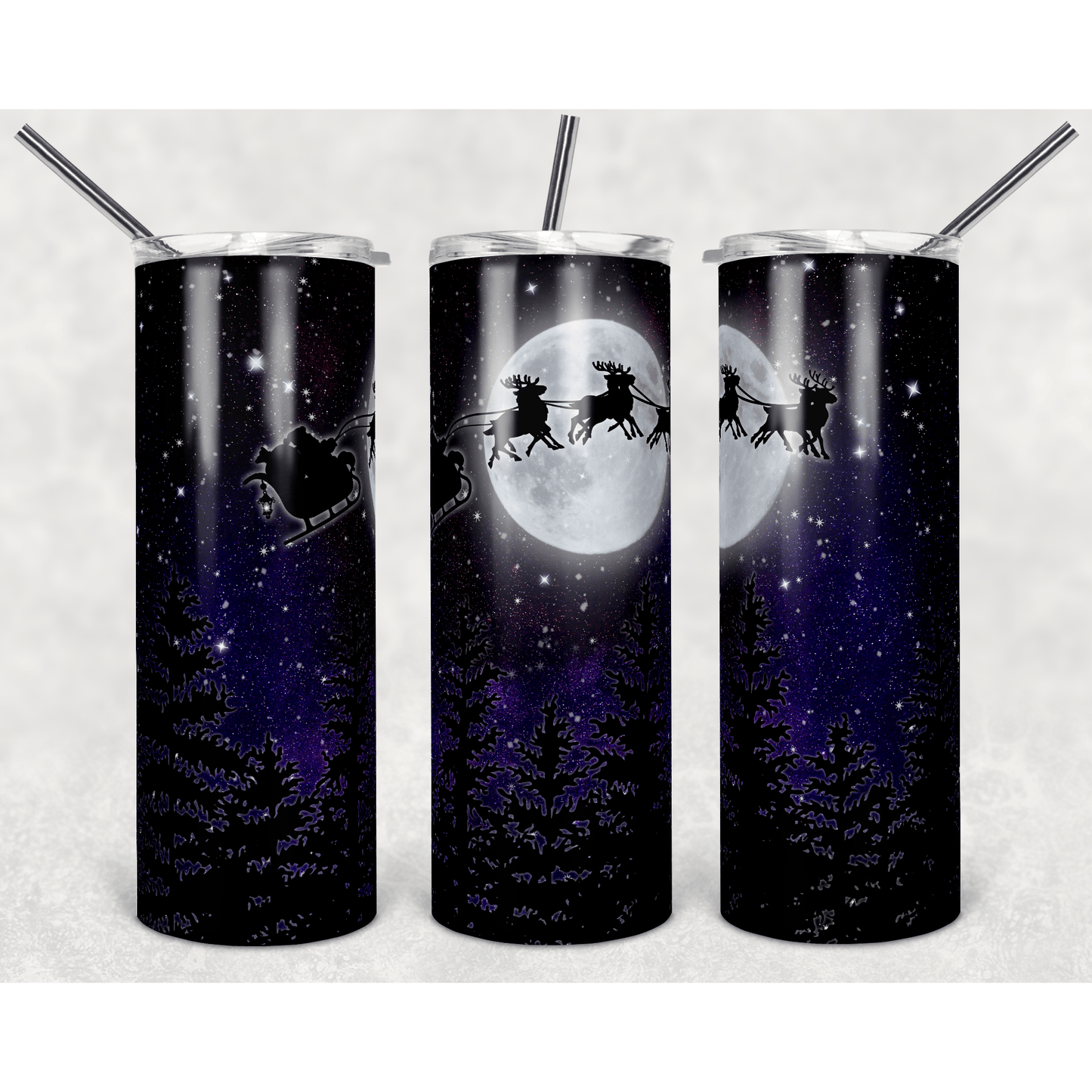 Flying Santa Trees - Skinny Tumbler - southerncountryheart.com