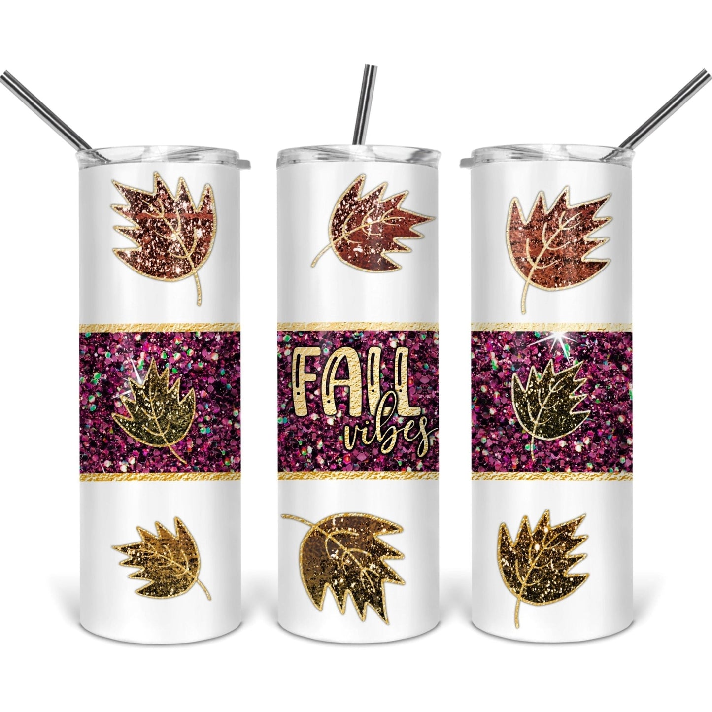 Fall Vibes Purple Glitter - Skinny Tumbler - southerncountryheart.com