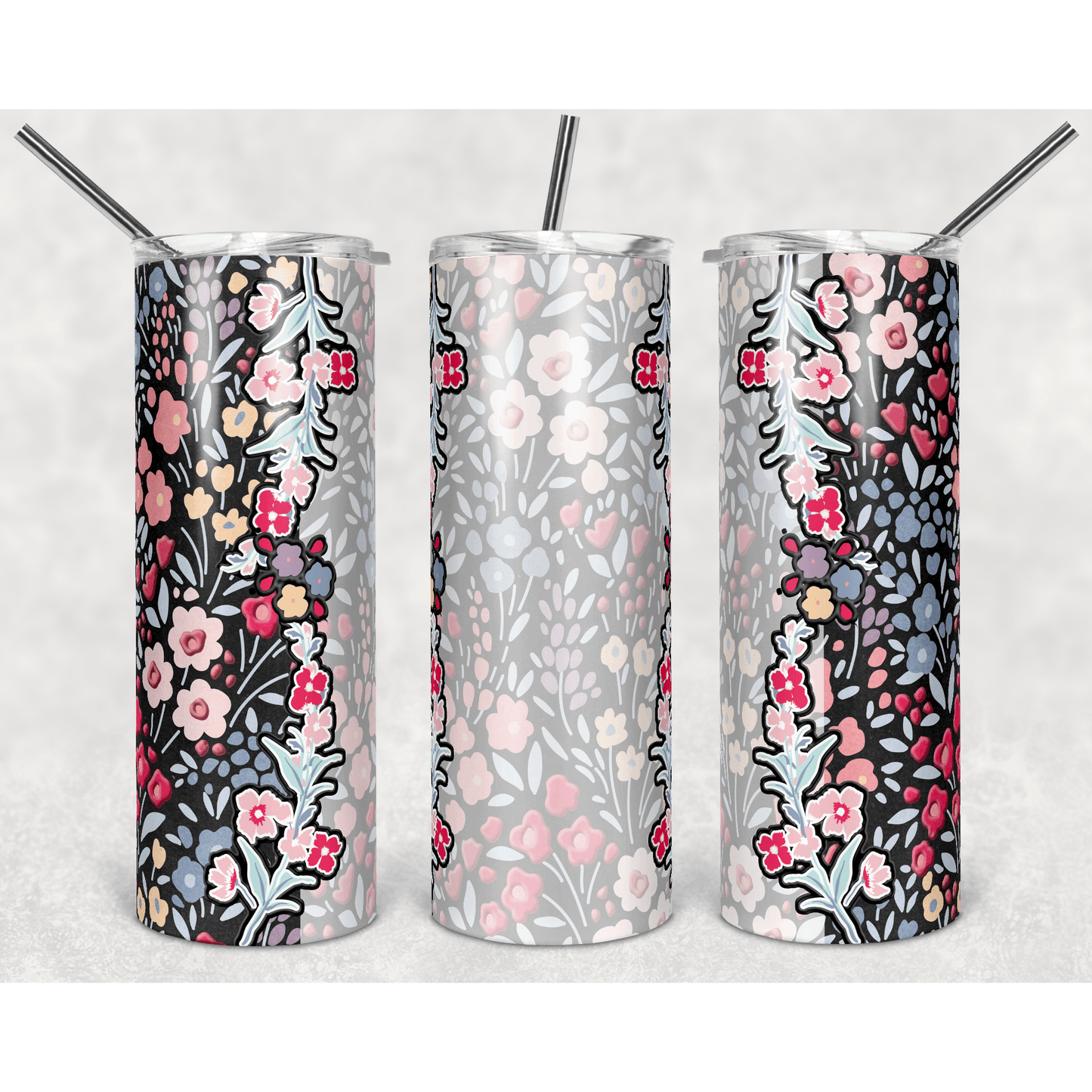 Doodle Flowers Blank - Skinny Tumbler - southerncountryheart.com