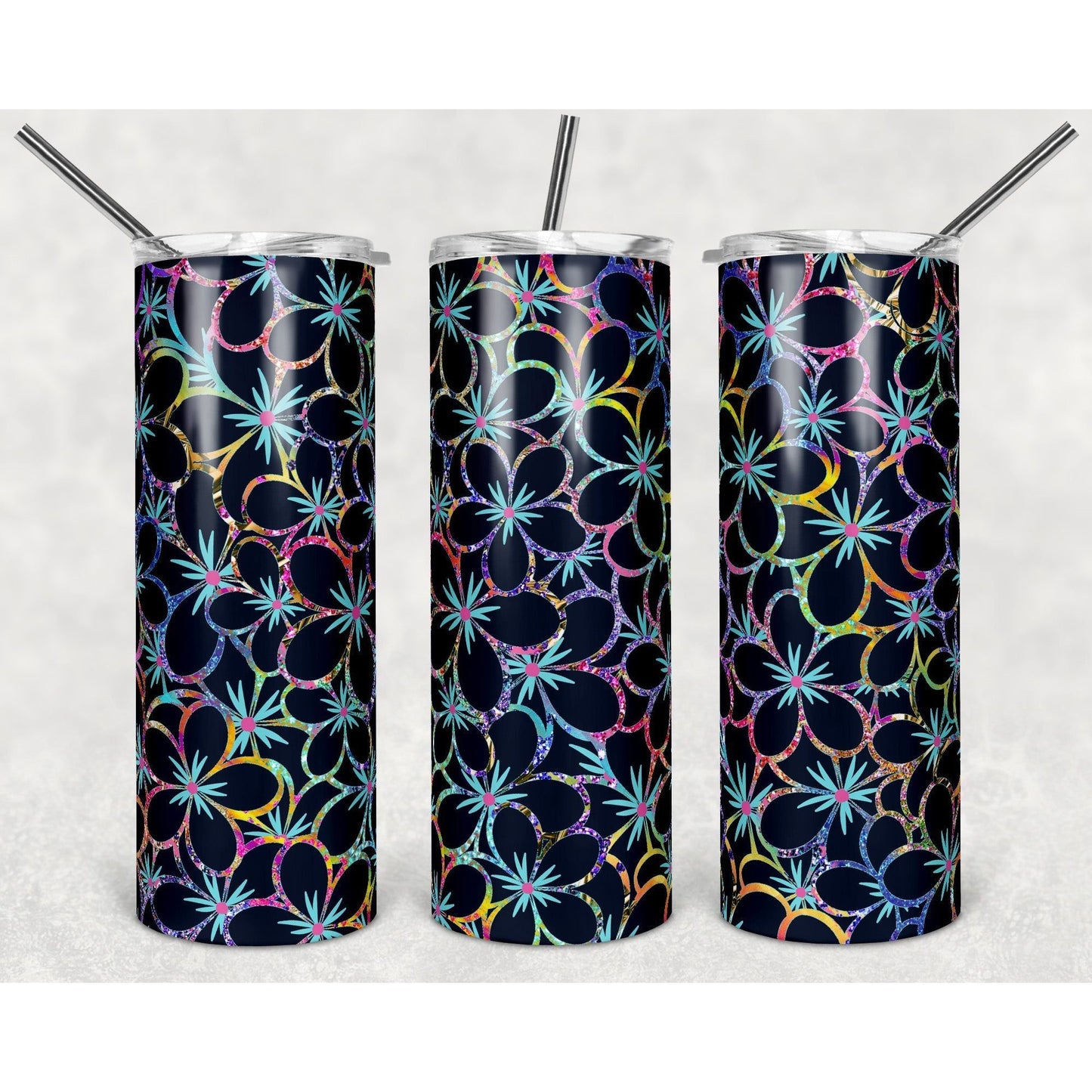 Rainbow Daisy Flower - Skinny Tumbler