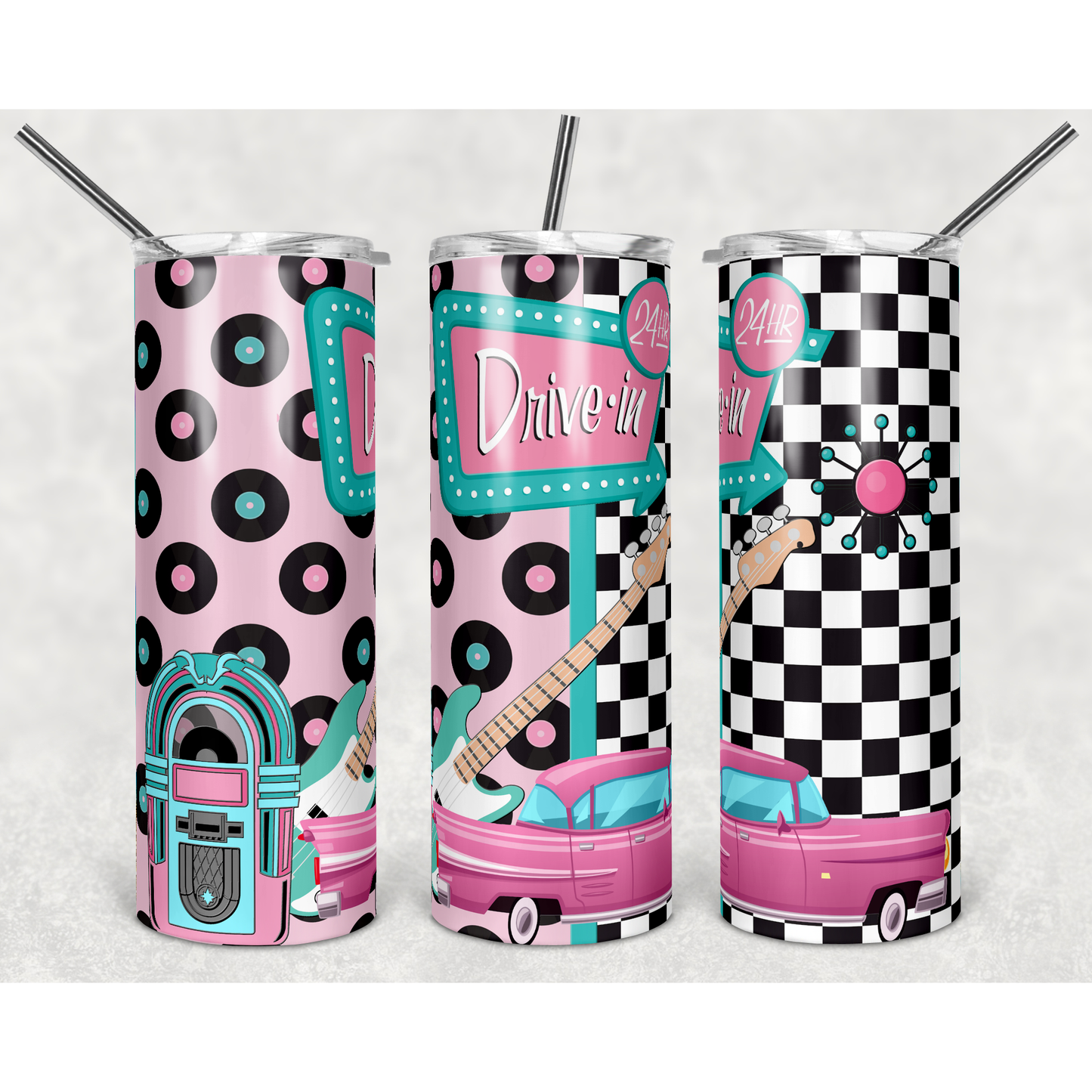 Retro 50s Drive In - Skinny Tumbler