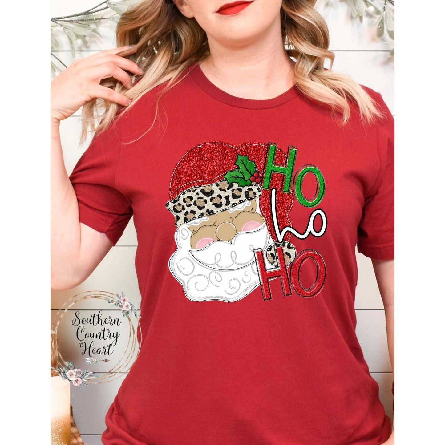 Santa HO HO HO Glitter Tee-Shirt