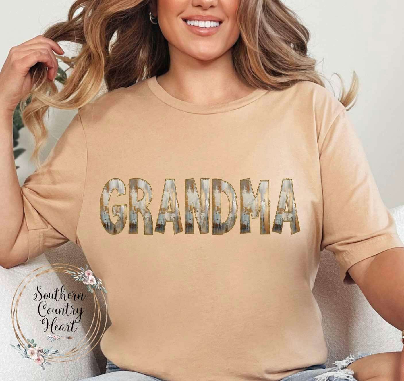 Rustic Painted Neutral Grandma Tee-Shirt