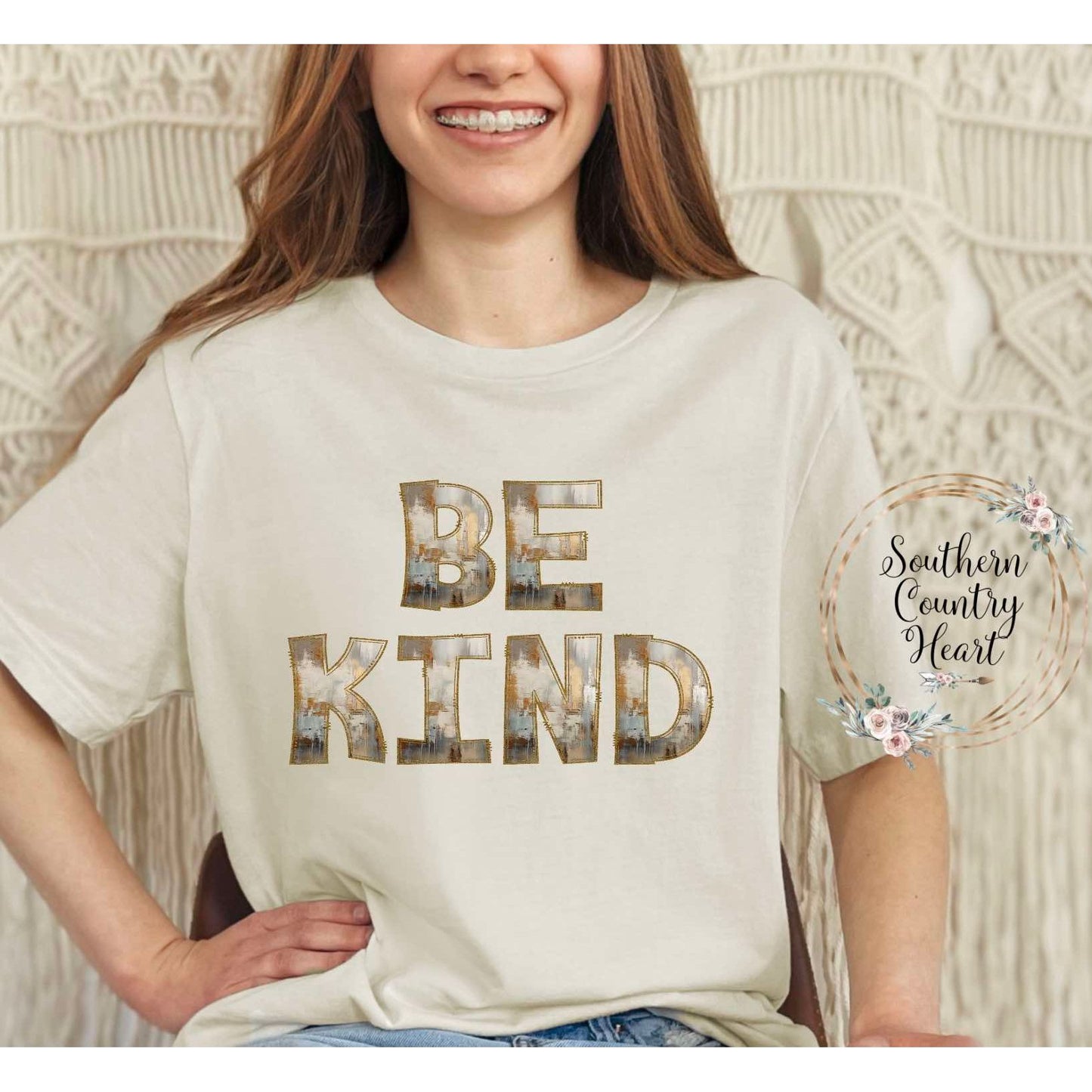 Rustic Painted Neutral Be Kind Tee-Shirt