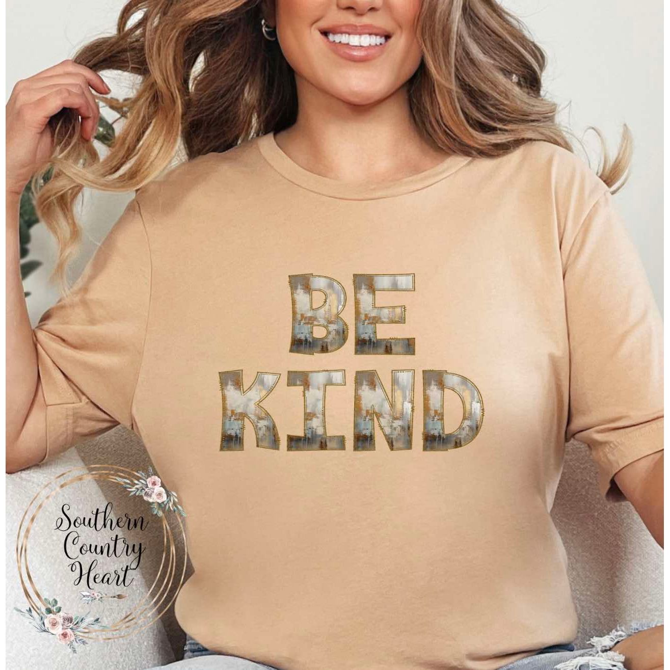 Rustic Painted Neutral Be Kind Tee-Shirt