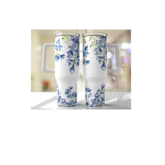 Blue Flowers - 40oz Tumbler