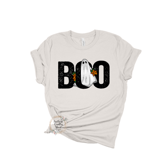 Boo Ghost with Flowers Tee-Shirt