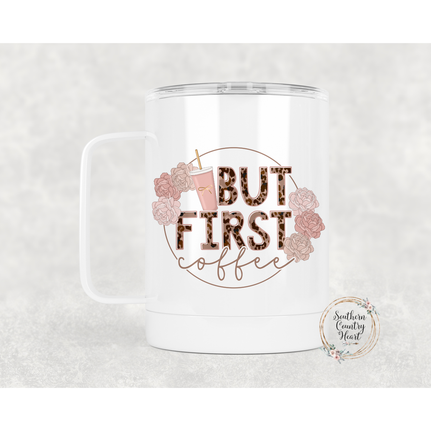 But First Coffee- 12oz Travel Mug w/ Lid