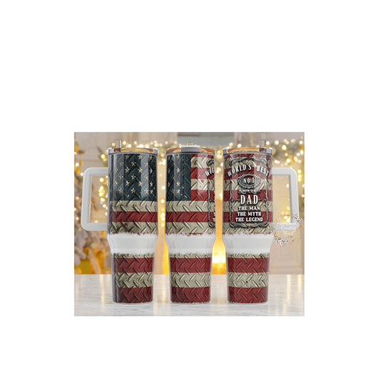 Flag Diamond Plate Worlds Best Dad - 40oz Tumbler