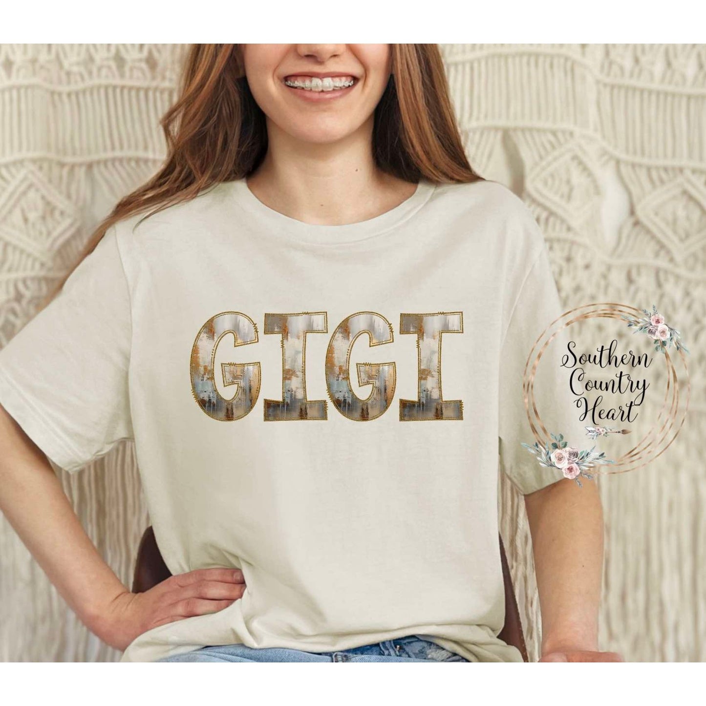 Rustic Painted Neutral Gigi Tee-Shirt