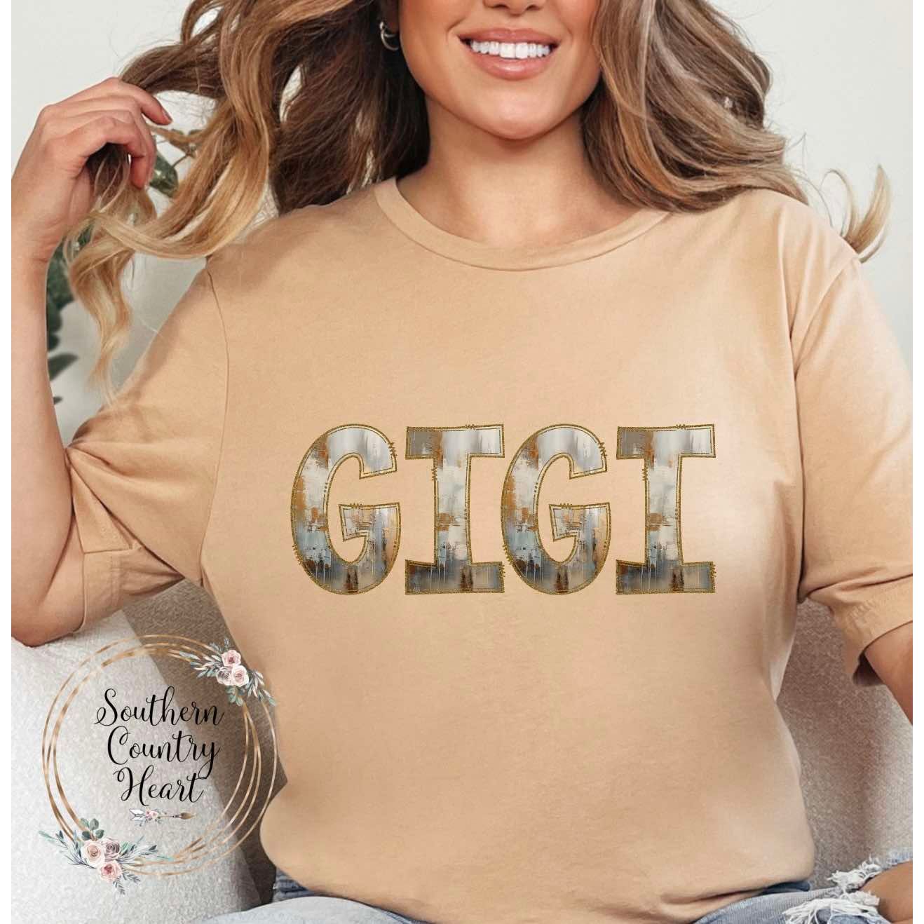 Rustic Painted Neutral Gigi Tee-Shirt