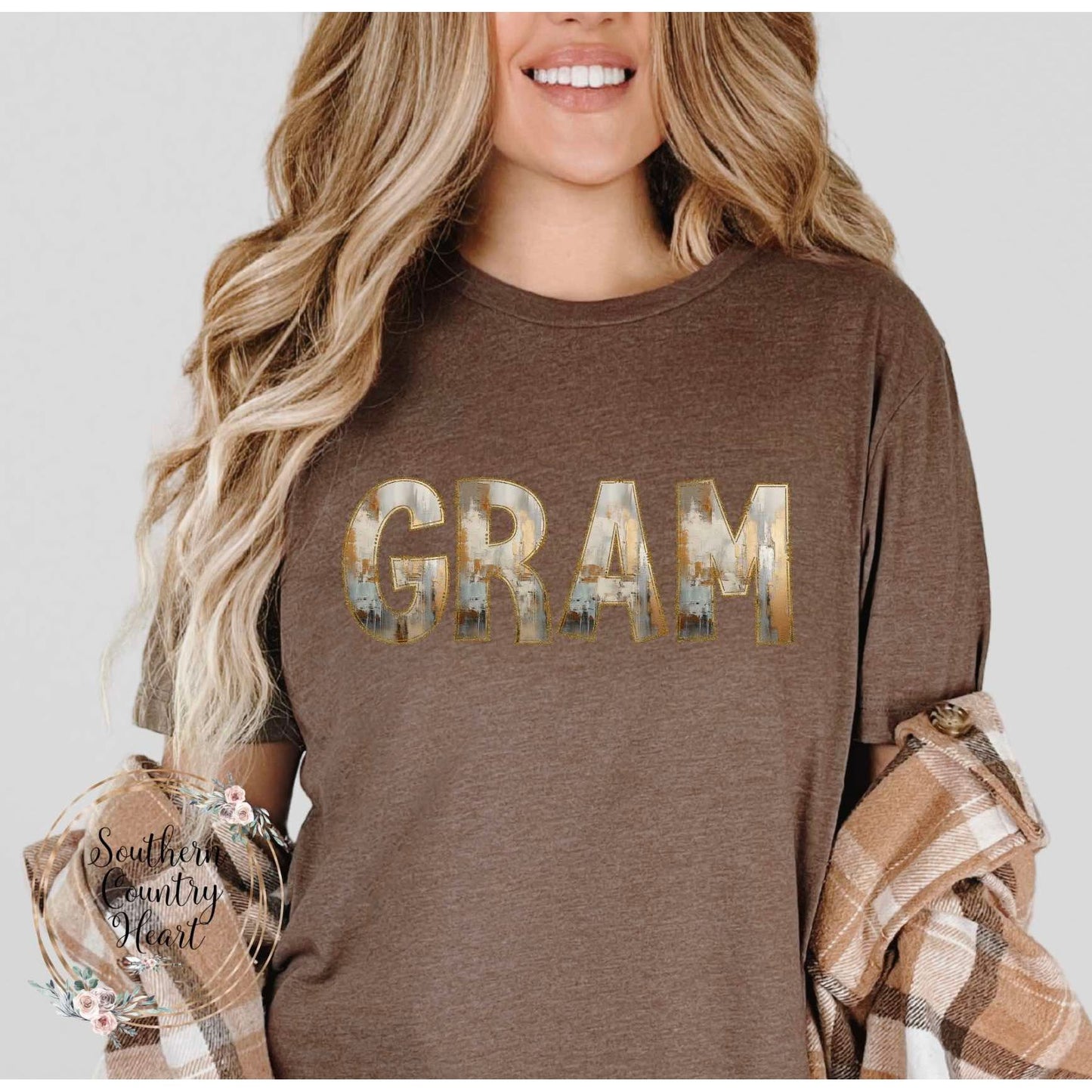 Rustic Painted Neutral Gram Tee-Shirt