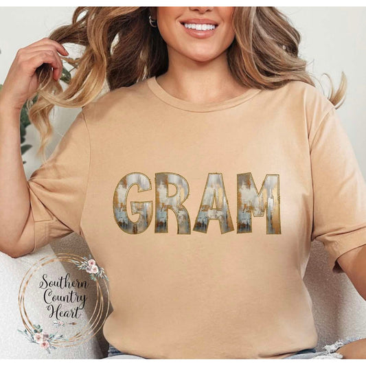 Rustic Painted Neutral Gram Tee-Shirt