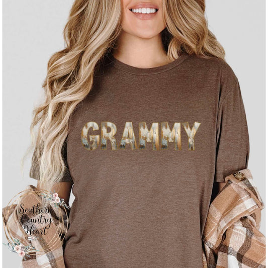 Rustic Painted Neutral Grammy Tee-Shirt