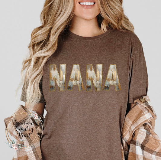 Rustic Painted Neutral Nana Tee-Shirt