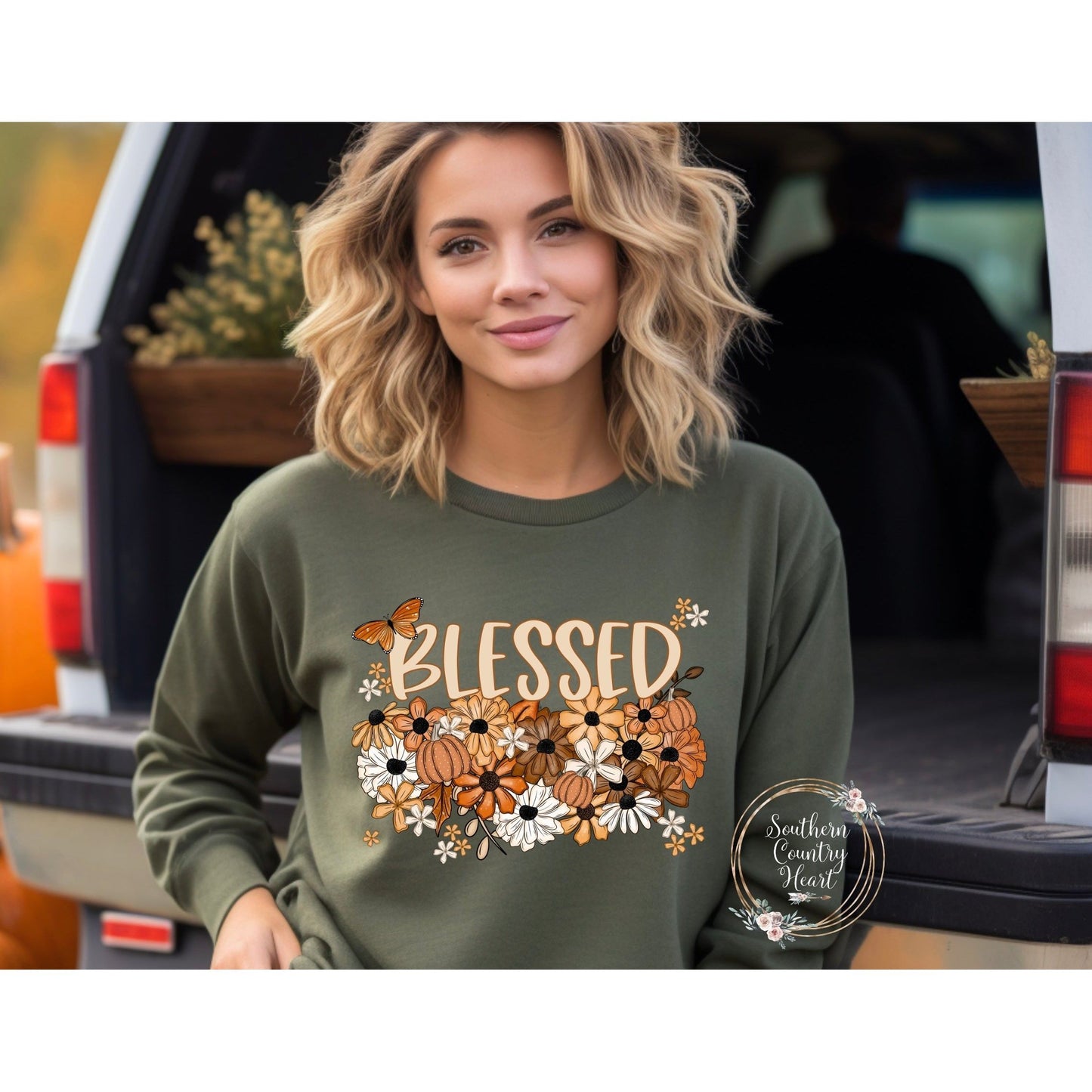 Fall Floral Blessed Sweatshirt